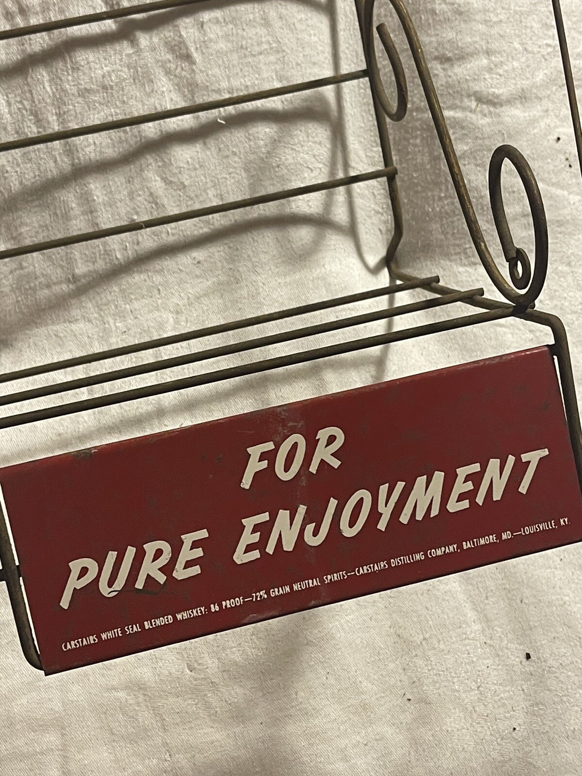 RARE Antique Vintage CARTSTAIRS Whiskey Liquor Advertising Display Metal Rack