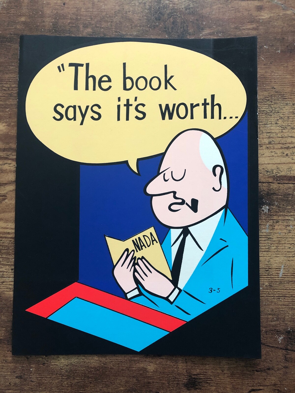 Vintage CAR DEALERSHIP BANK STORE SIGN Book Says Worth NADA mcm 1960’s