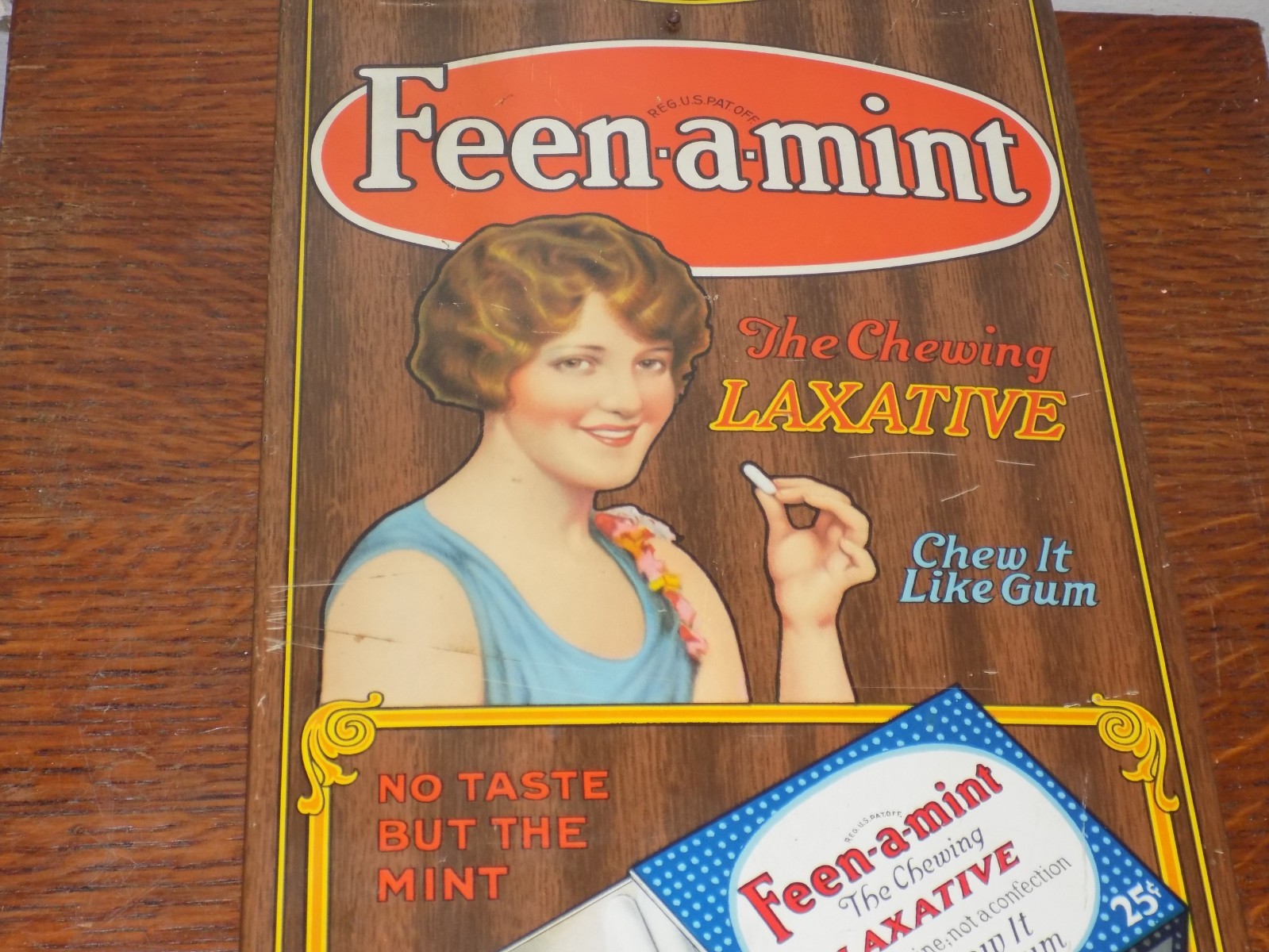 Vintage Feen-A-Mint Chewing Laxative Tin Store Display
