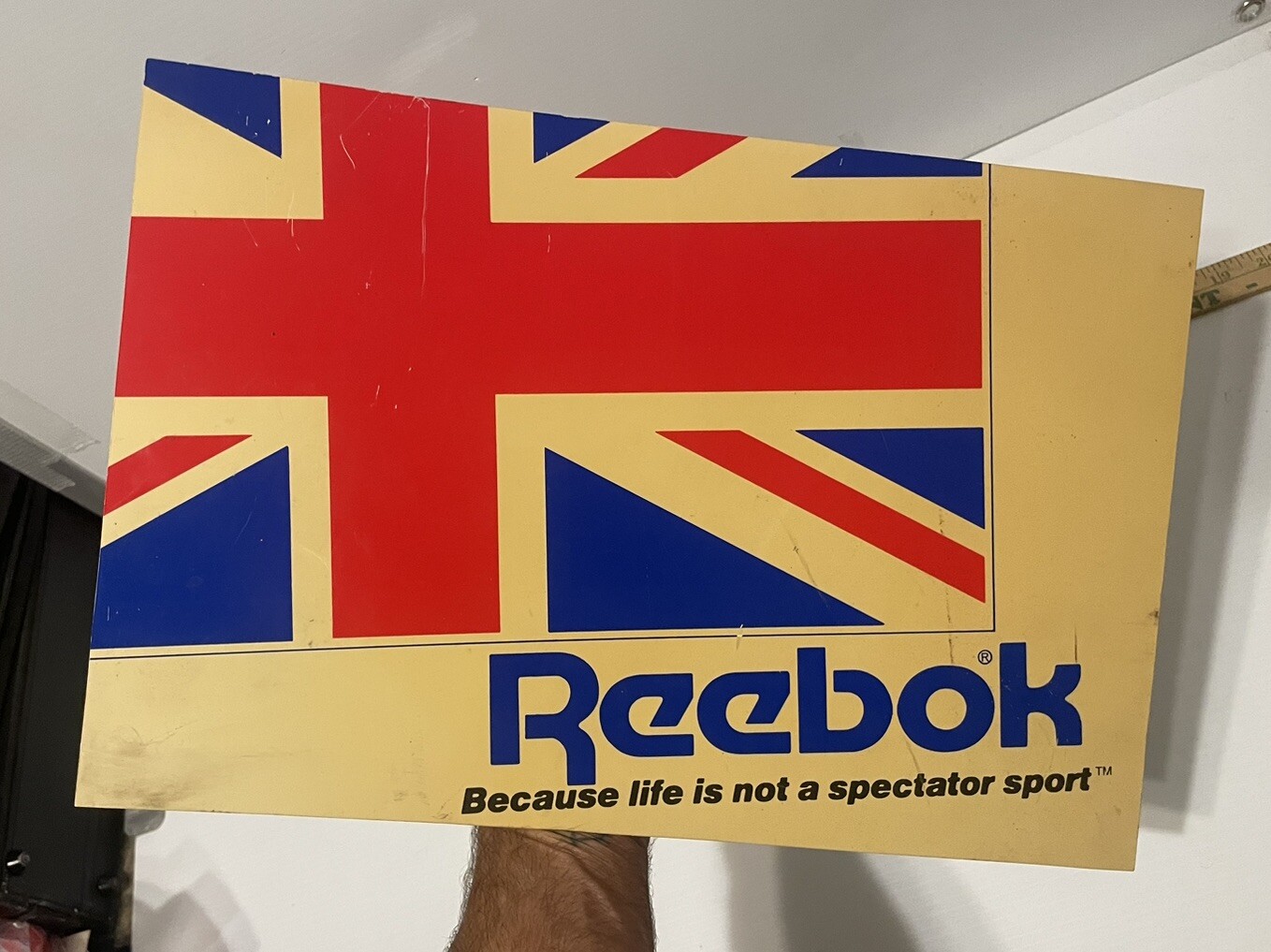 Vintage Reebok Advertising Sign Rare Shoe Store Union Jack Logo 1977-93 Classic