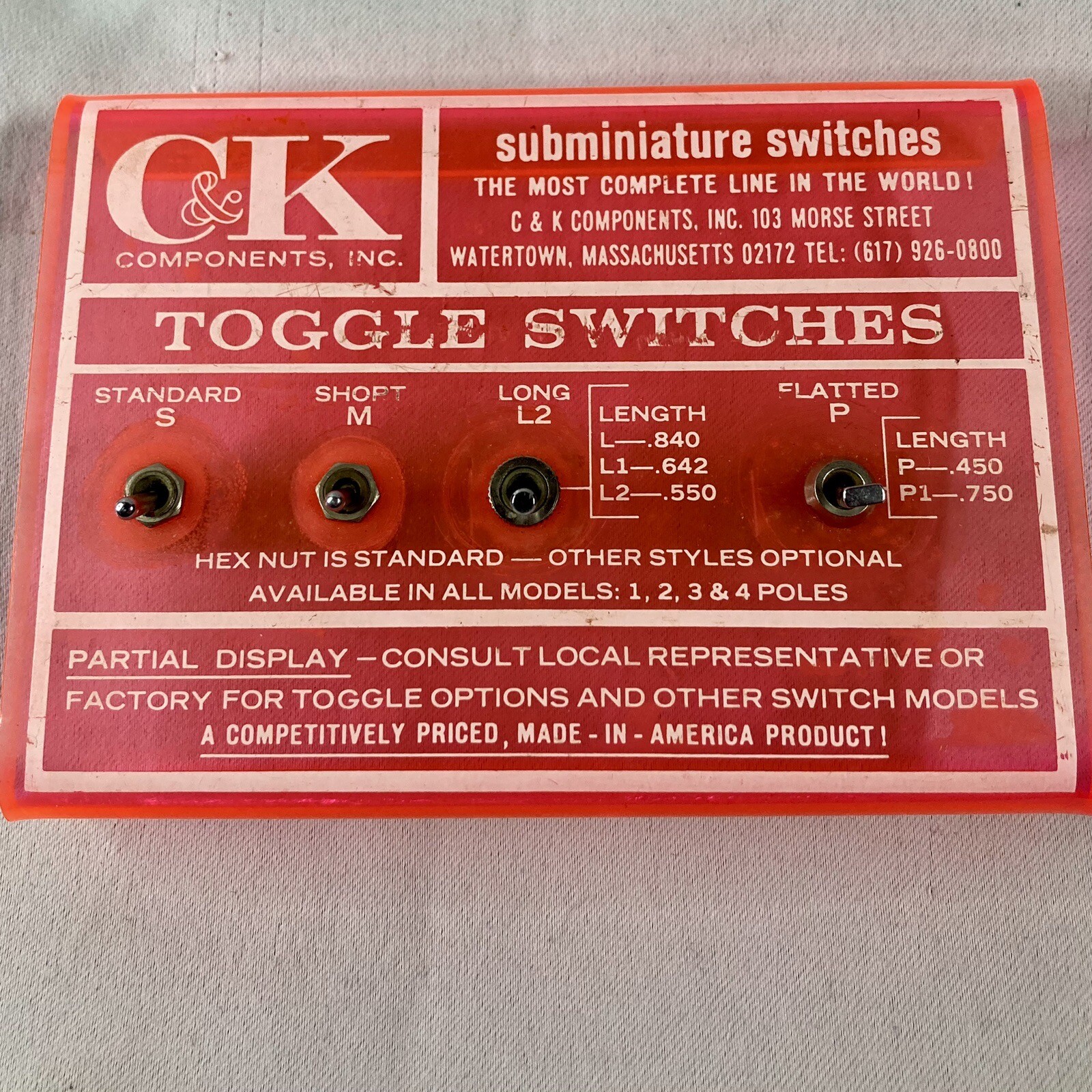 C&K Components Salesman Sample Counter Display Miniature Subminiature Switches