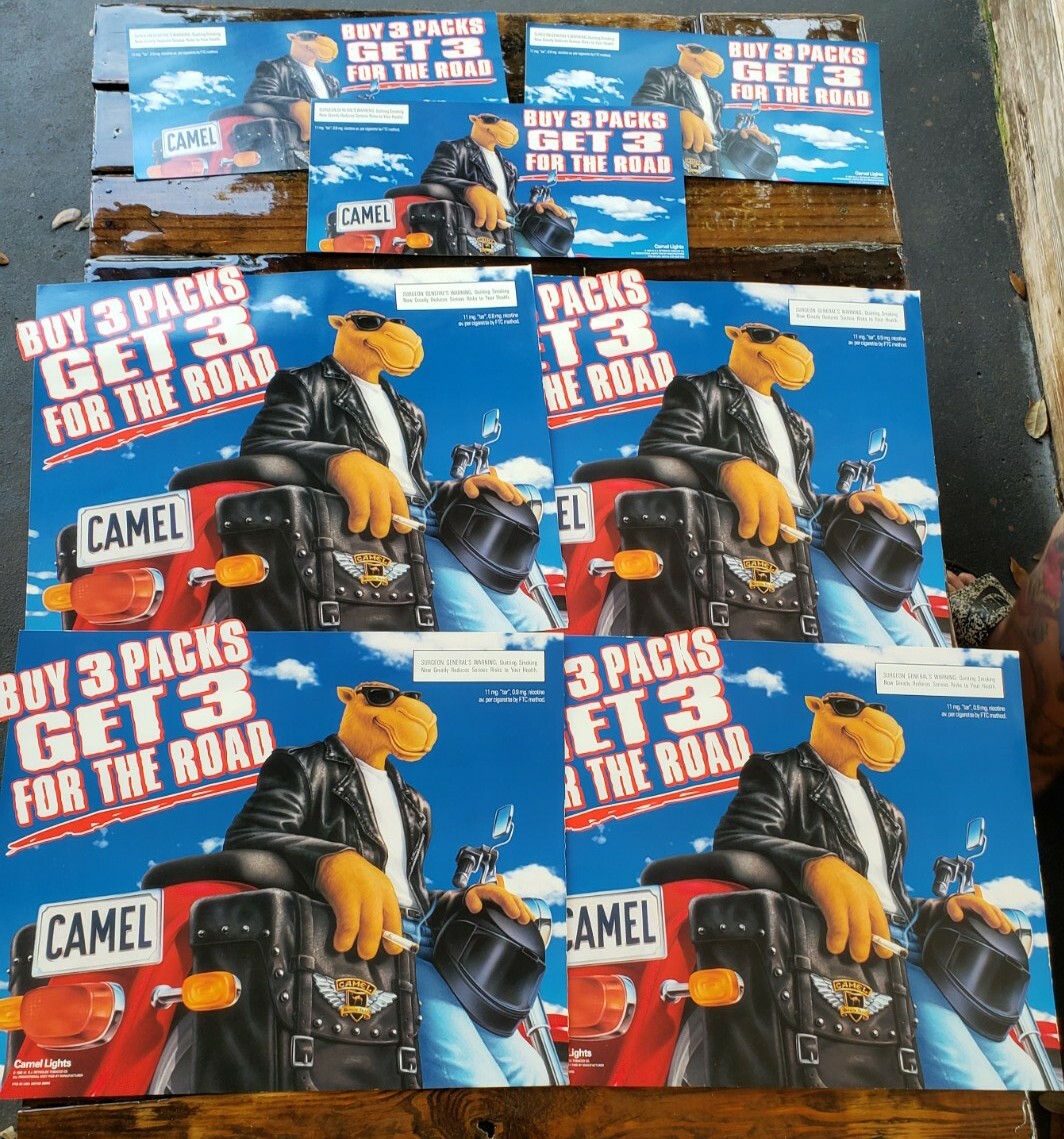 7 Joe Camel Motorcycle Store Display Sign Cigarette Tobacco 96 Advertising