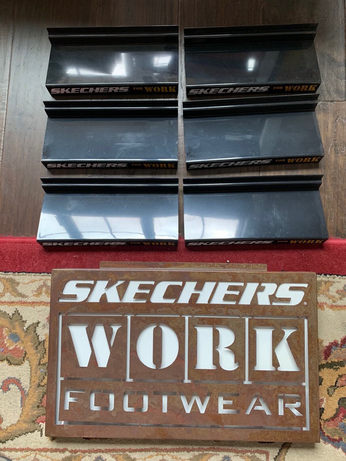 SKETCHERS Shoe Brand METAL ADVERTISING STORE SIGN W/ Plastic Advertising Shelves