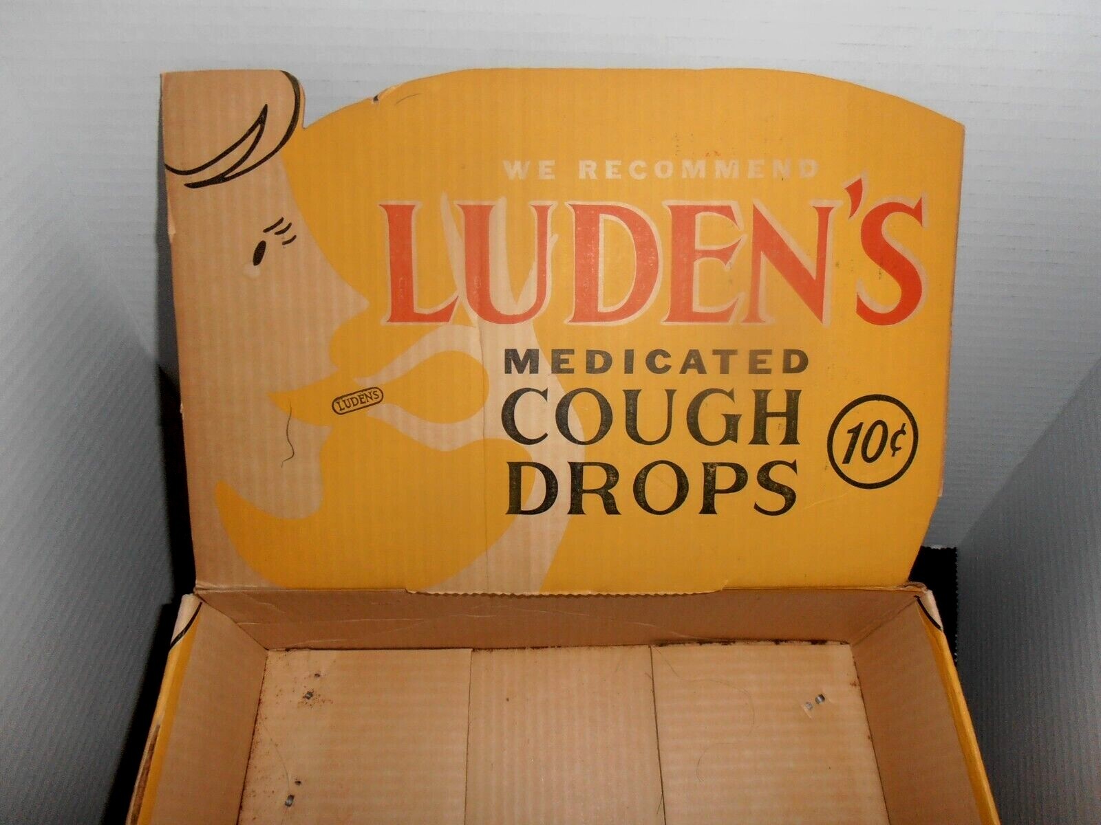 LUDEN’S cough drops 1950s store display box – old store stock