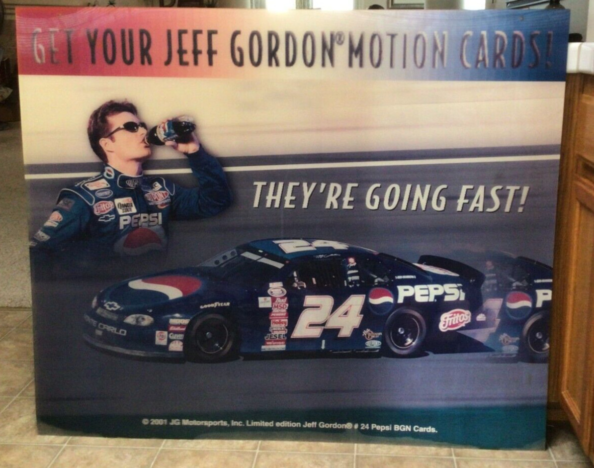 Jeff Gordon Nascar 2001 K-Mart Lenticular Trading Card Promo Store Display Sign