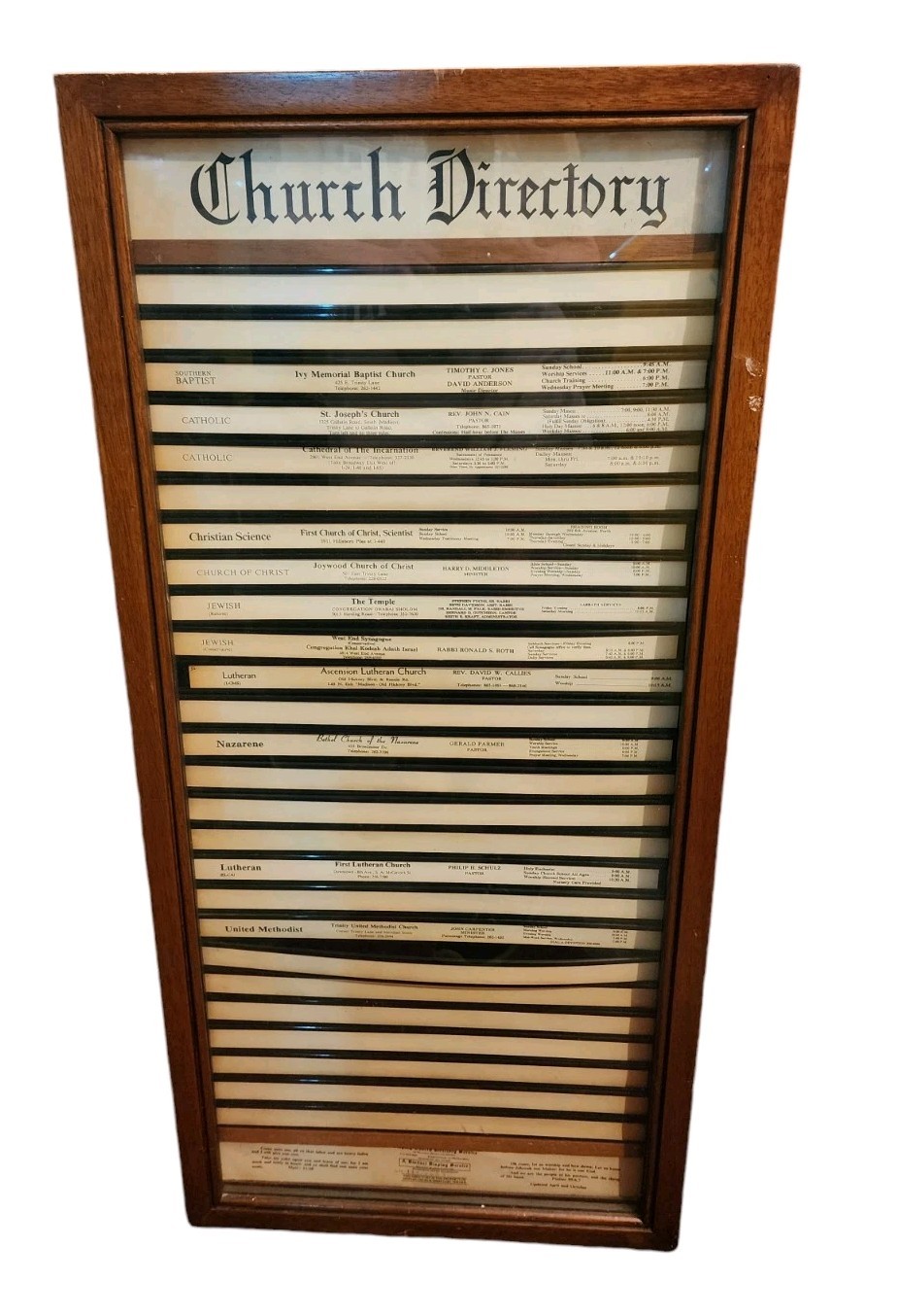 Unique Nashville Wood Wall Display Cabinet Case Glass Door Church Directory Vint