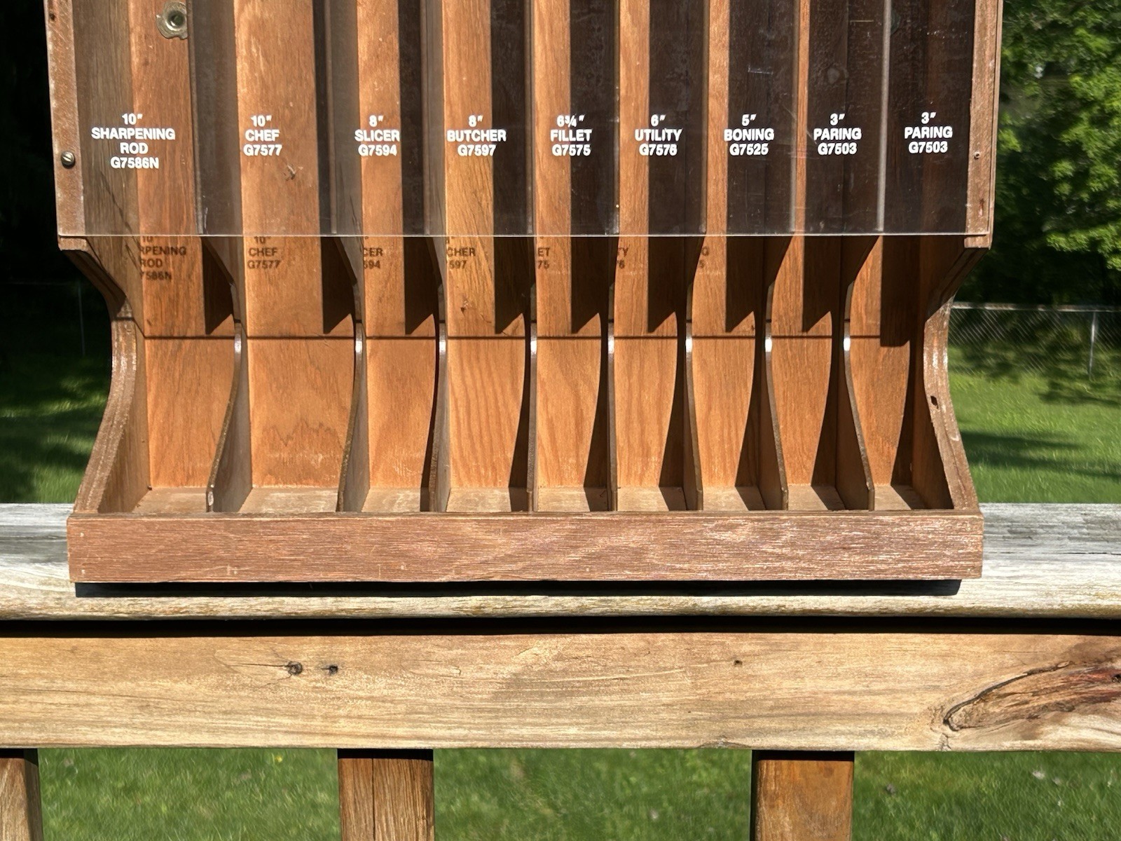 VTG EKCO Kitchen Knives Country Store Sales Display Rack Wood Hanging Countertop