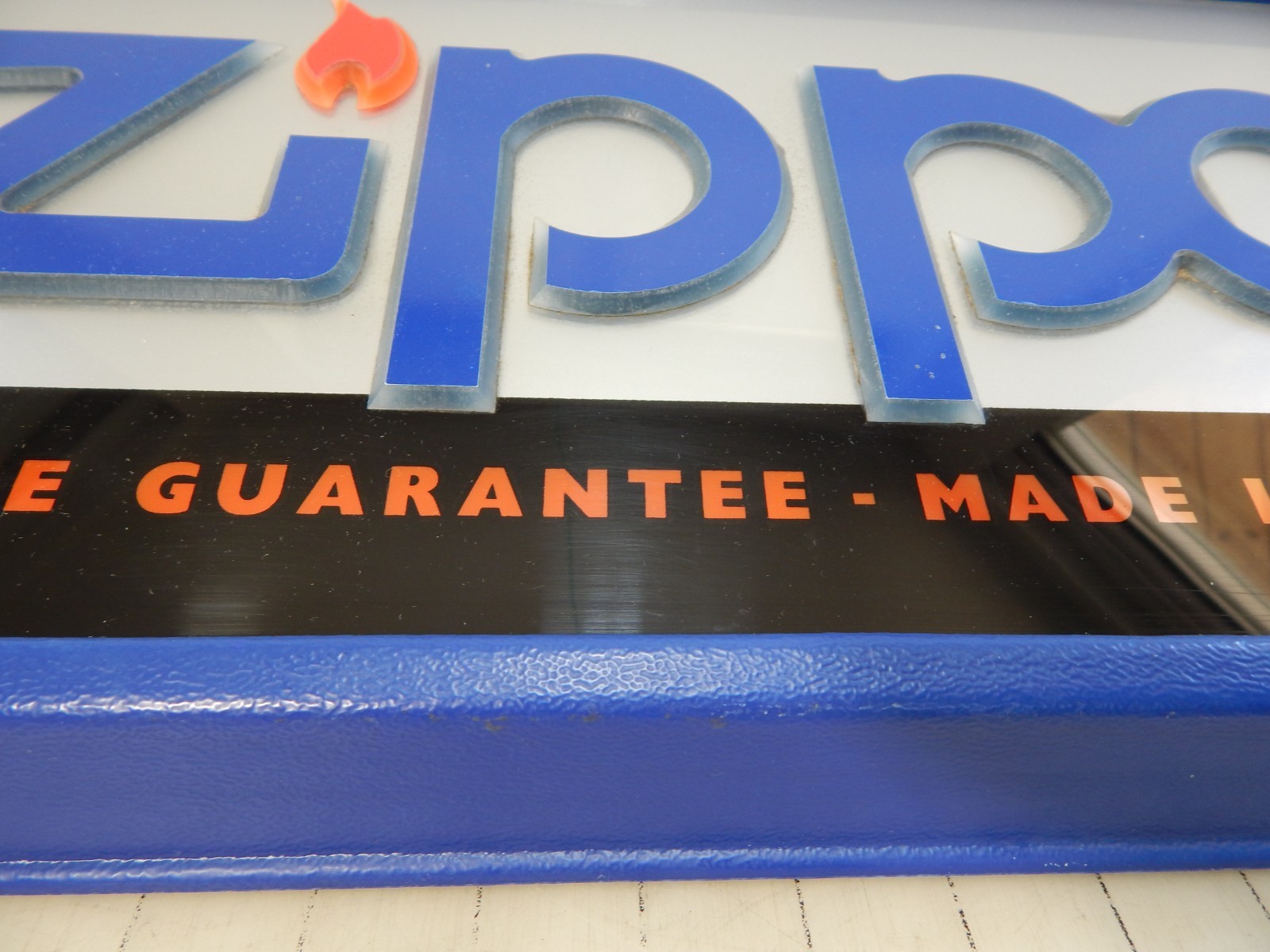 ZIPPO LIGHTED PROMOTIONAL COUNTER / WALL HANG, STORE DISPLAY LIGHT, 20″x9”