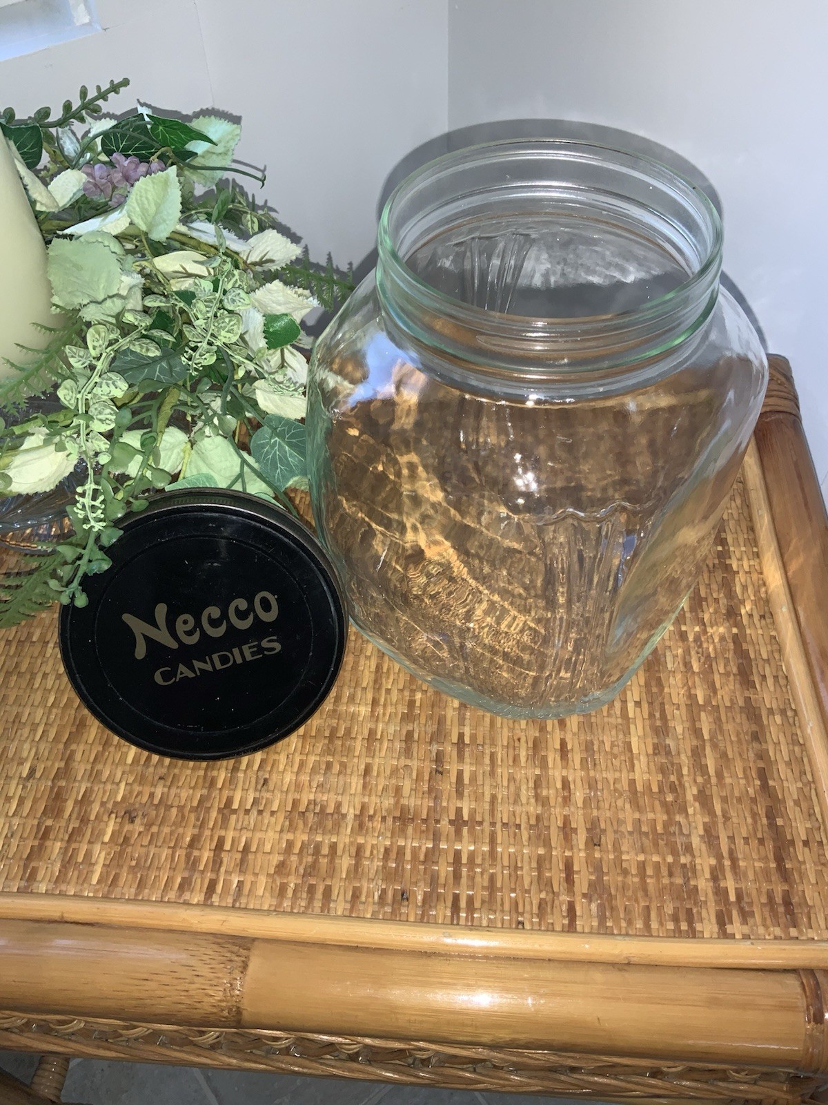 Vintage NECCO CANDIES Drug Store GLASS CANDY JAR Store Counter Advertising NICE!