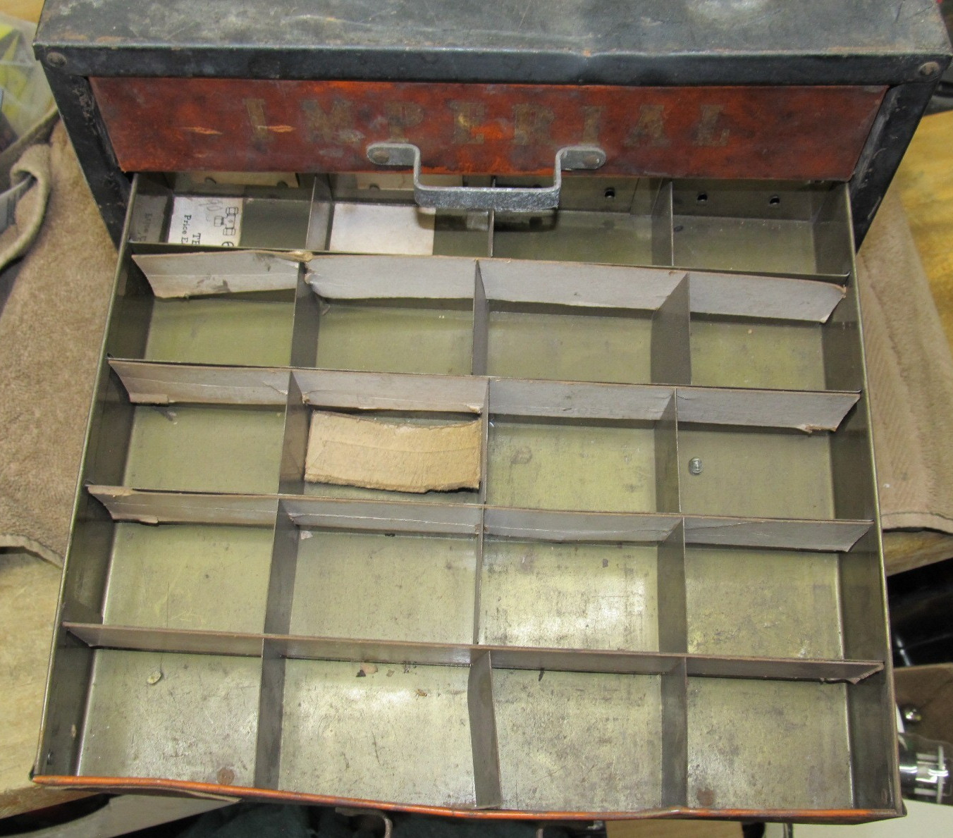 Vintage Imperial Genuine Brass Fittings 5 Drawer Metal Cabinet
