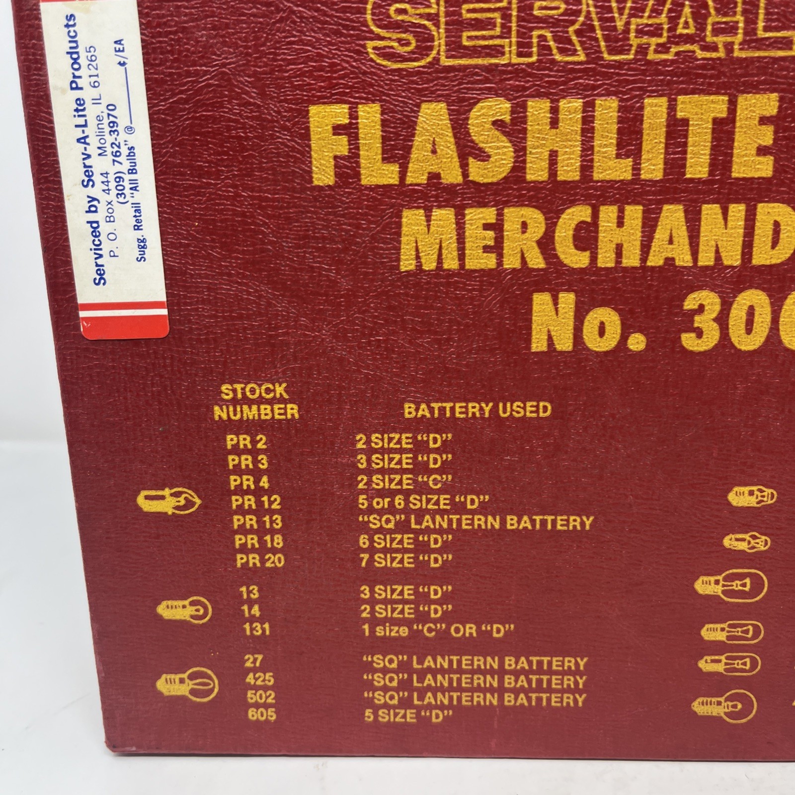 Vintage SERV-A-LITE Flashlite Bulb Merchandiser No. 300 – with Bulbs Display