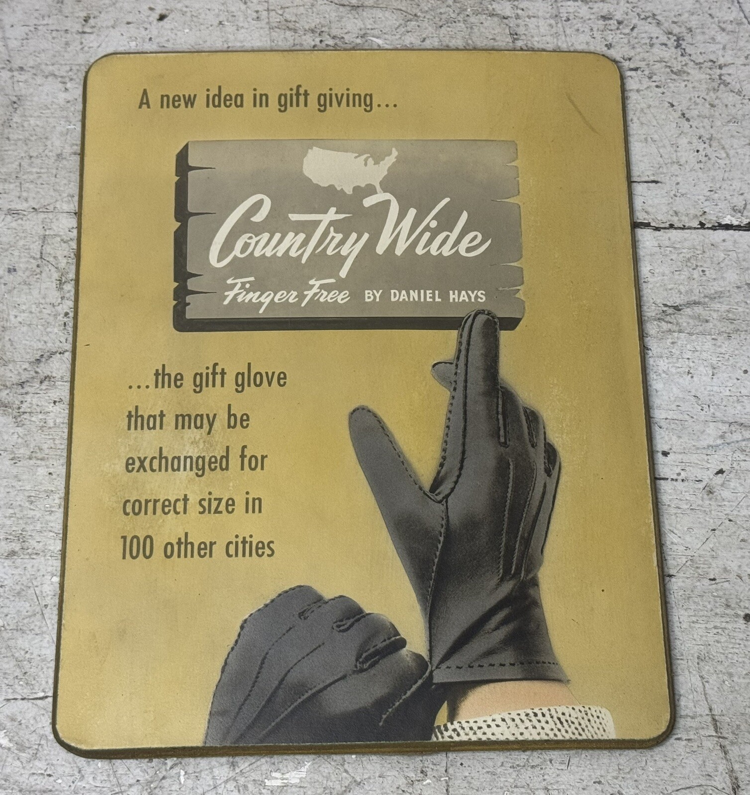 VTG Daniel Hays Gloves Sign Point Of Sale Department Store Display Advertising