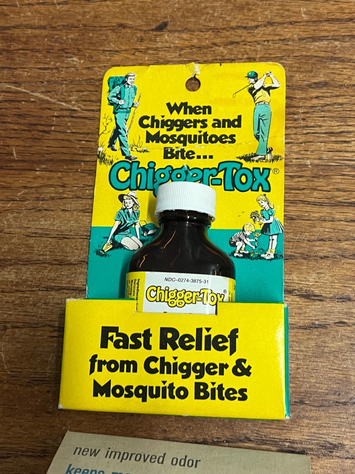 Vintage 1960s Chigger-Tox NOS Store Display Package Bottle Wood Ticks Camping