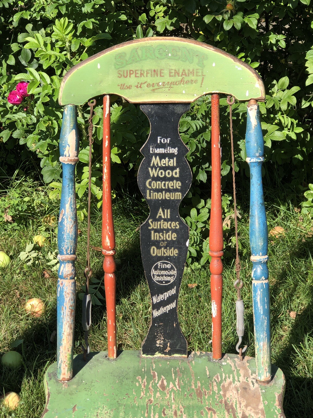 Rare Wonderful Turn Of The Century Seldom Seen Enamel Paint Advertising Chair