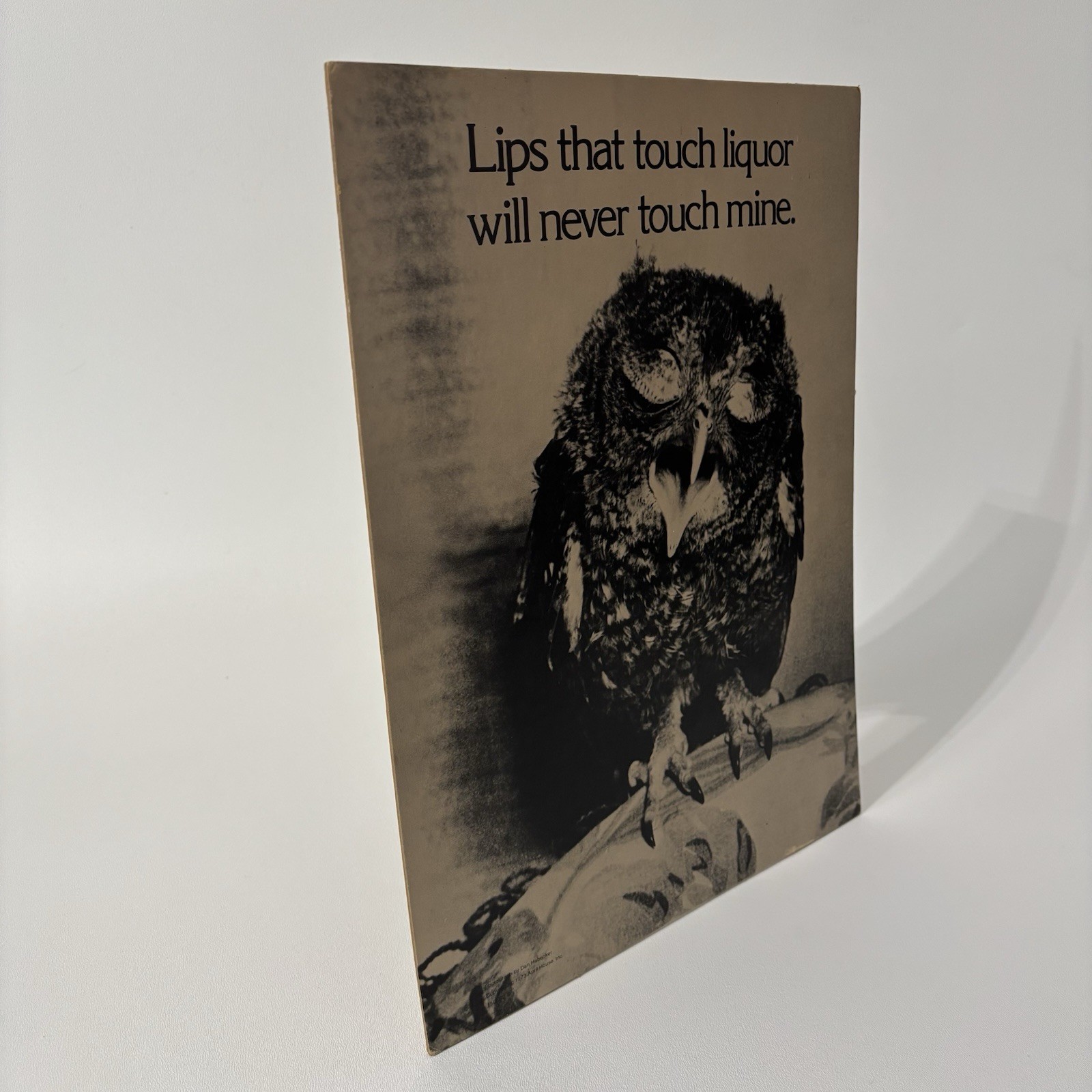 Vtg 1973 April House “Lips that touch liquor will never touch mine” Cardboard Ad