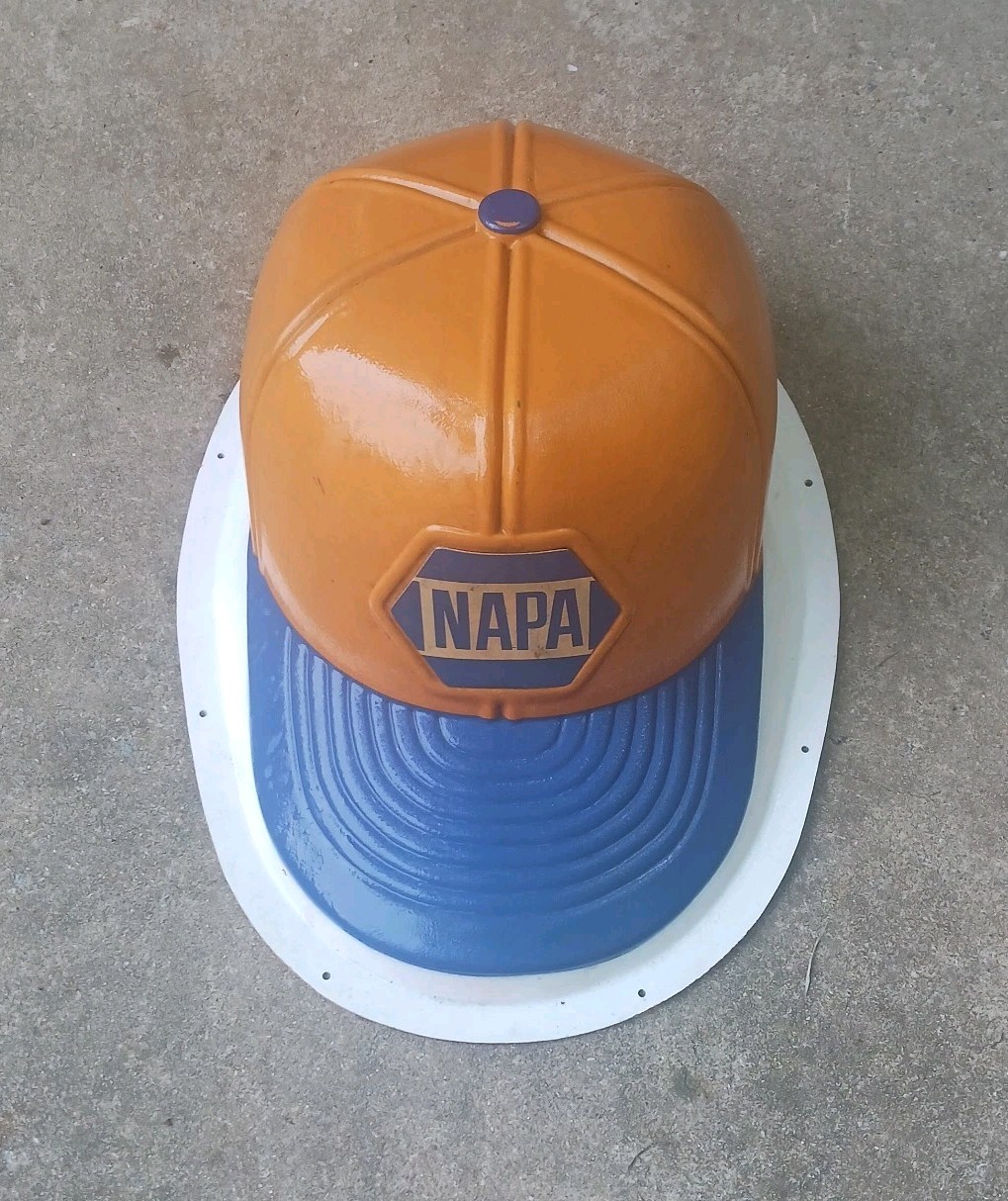 Vintage NAPA Auto Parts Cap Hat Store Display Advertising Sign Car Topper