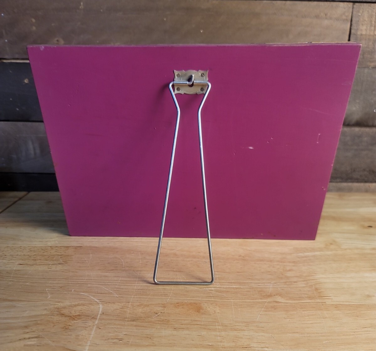 Vintage Kickernick Glass Advertisement Sign W/Wooden Base & Stand