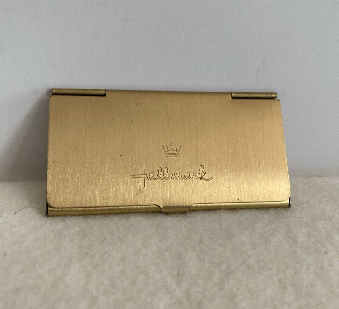 Vtg 1.5″ x 3″ Hallmark Gold Tone Stamp Holder “When you care about sending Best”