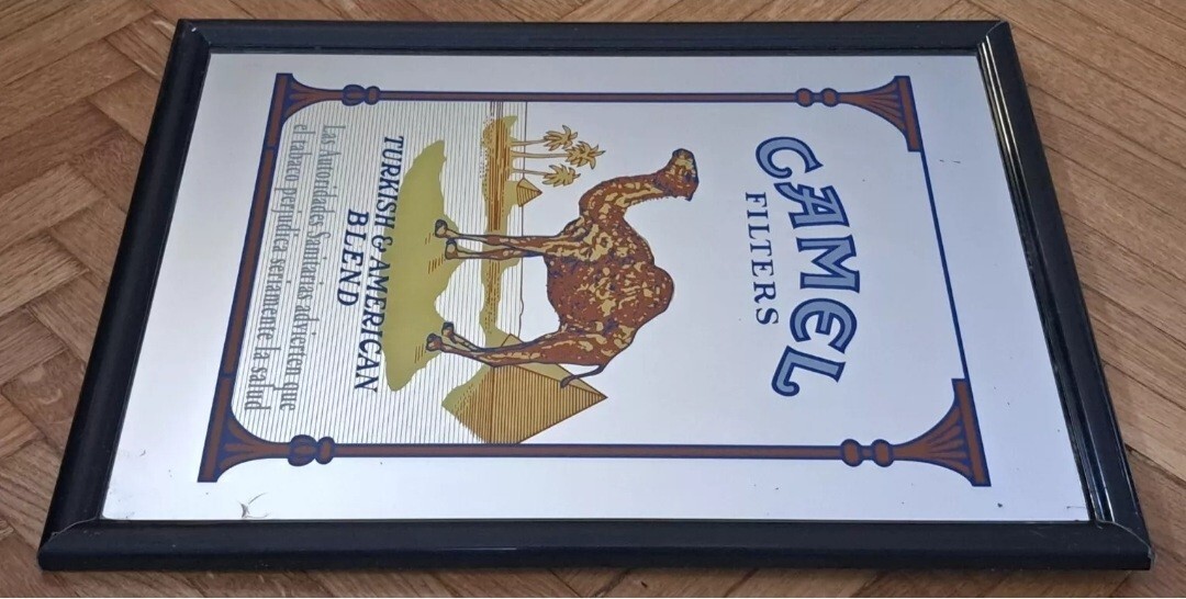 MIRROR FRAME-CAMEL CIGARETTES/CIGARETTES-MIRROR PAINTING PICTURES-VINTAGE