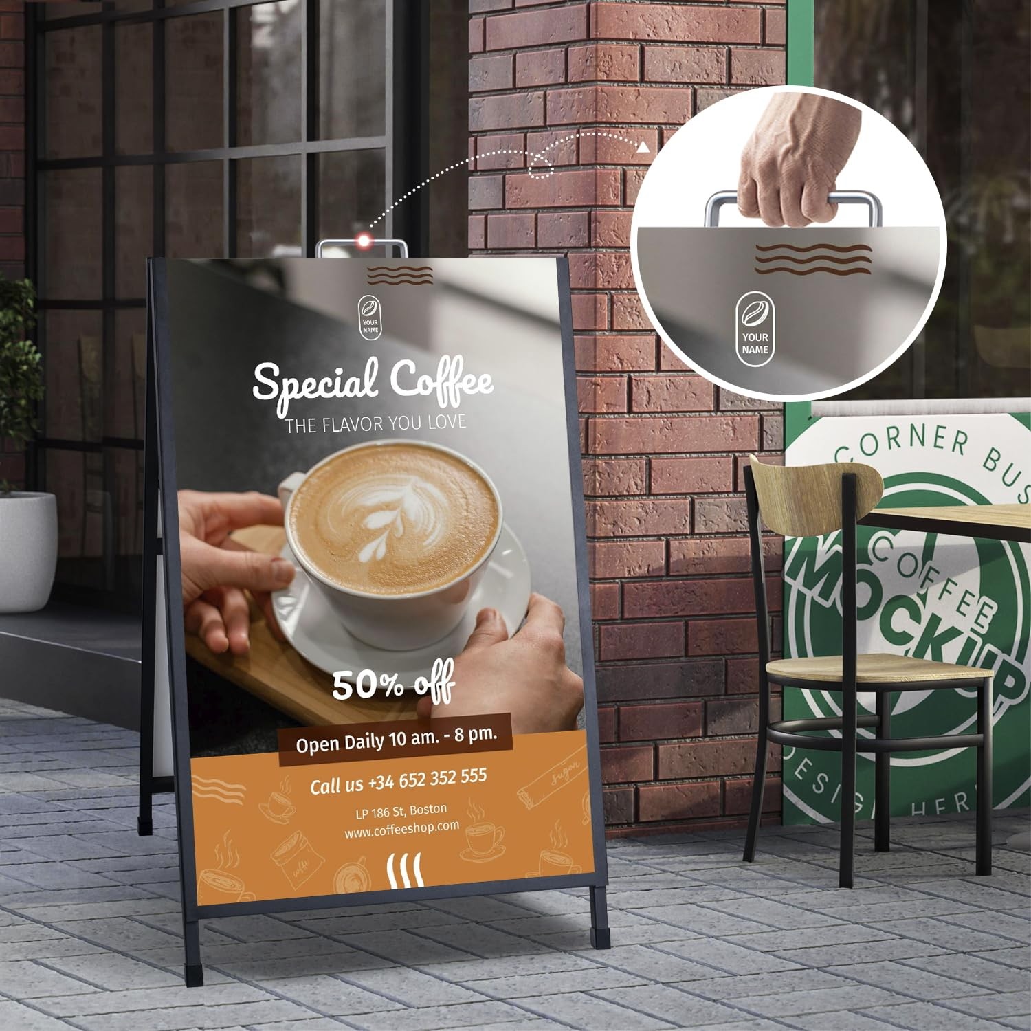 AKTOP Heavy Duty A-Frame Sidewalk Sign 24×36 Outdoor Double-Sided Metal