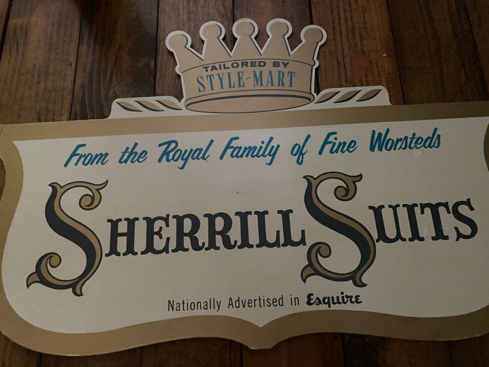 Unused Mid Century Style -Mart Sherrill Suits Cardboard Display Sign NOS