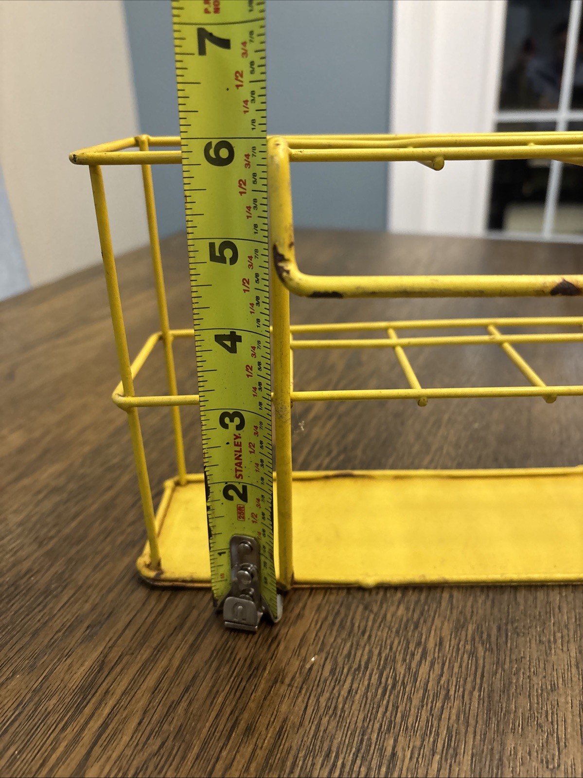 Vintage yellow Metal display rack, used for holding Items