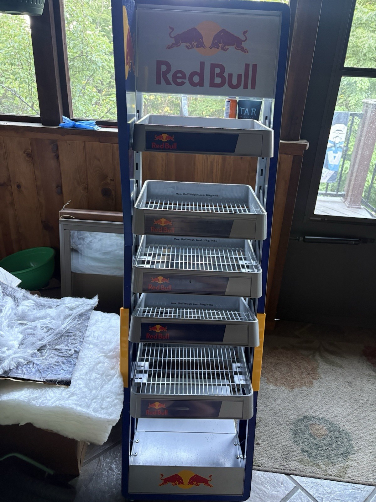 Red Bull Store Display Metal Rack Shelf Stand, Blue/Gray/Yellow/Red