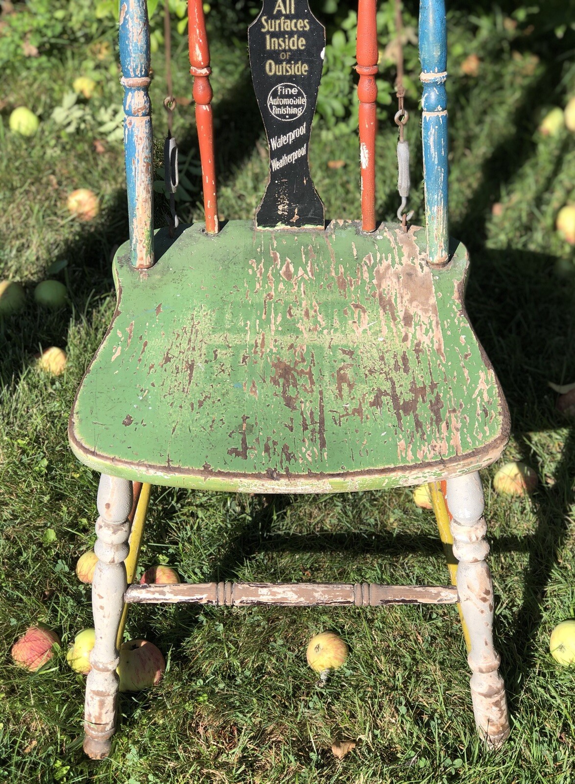Rare Wonderful Turn Of The Century Seldom Seen Enamel Paint Advertising Chair