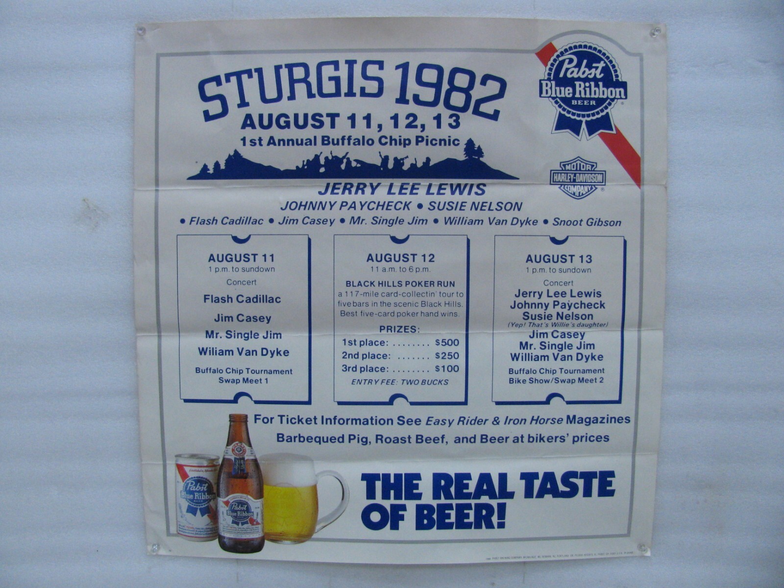 1982 Sturgis Harley Davidson Pabst Poster Shovelhead knucklehead jerry lee lewis