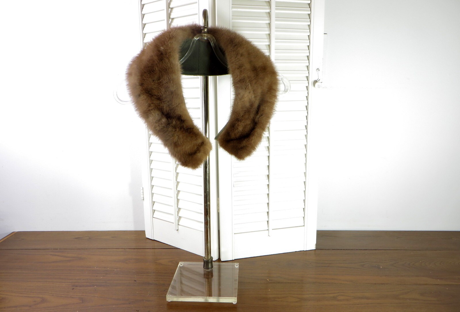 Vintage Department Store Clothing Display Stand Lucite and Gold Tone Metal