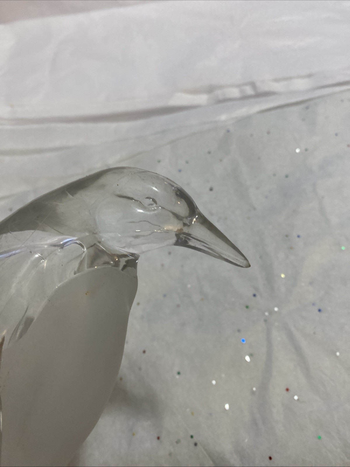 Vintage Lucite Penguin Clear & Frosted 7.5”