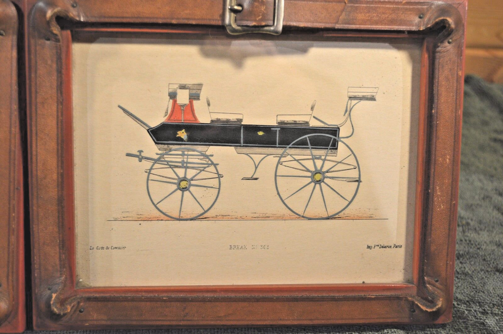 Victorian Hand Tinted Colored Etchings 4 Carriages Coppoch Bros Salesman Sample