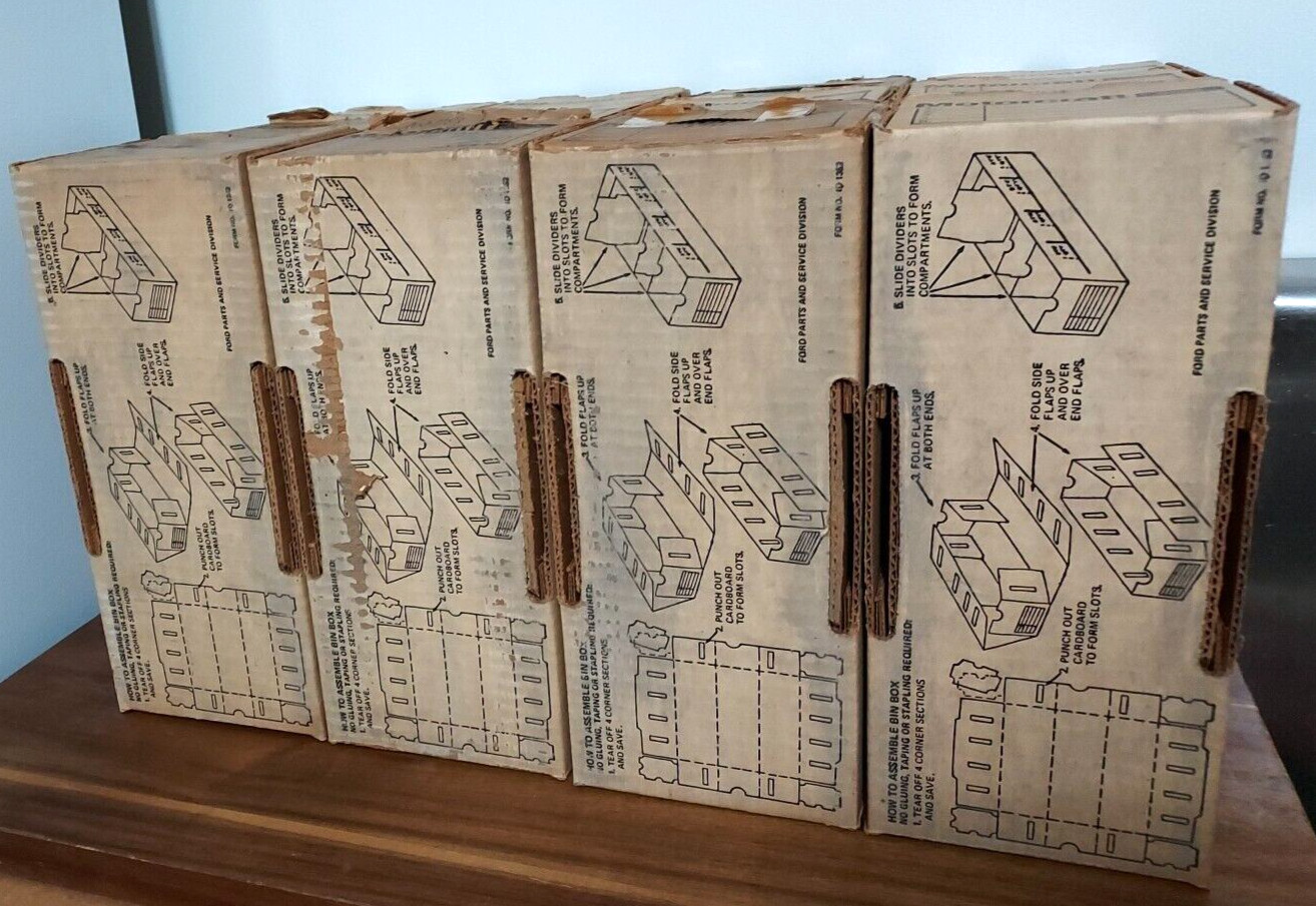 12 VINTAGE MOTORCRAFT AUTOMOTIVE PARTS CARDBOARD STORAGE DISPLAY BINS 11x5x4″