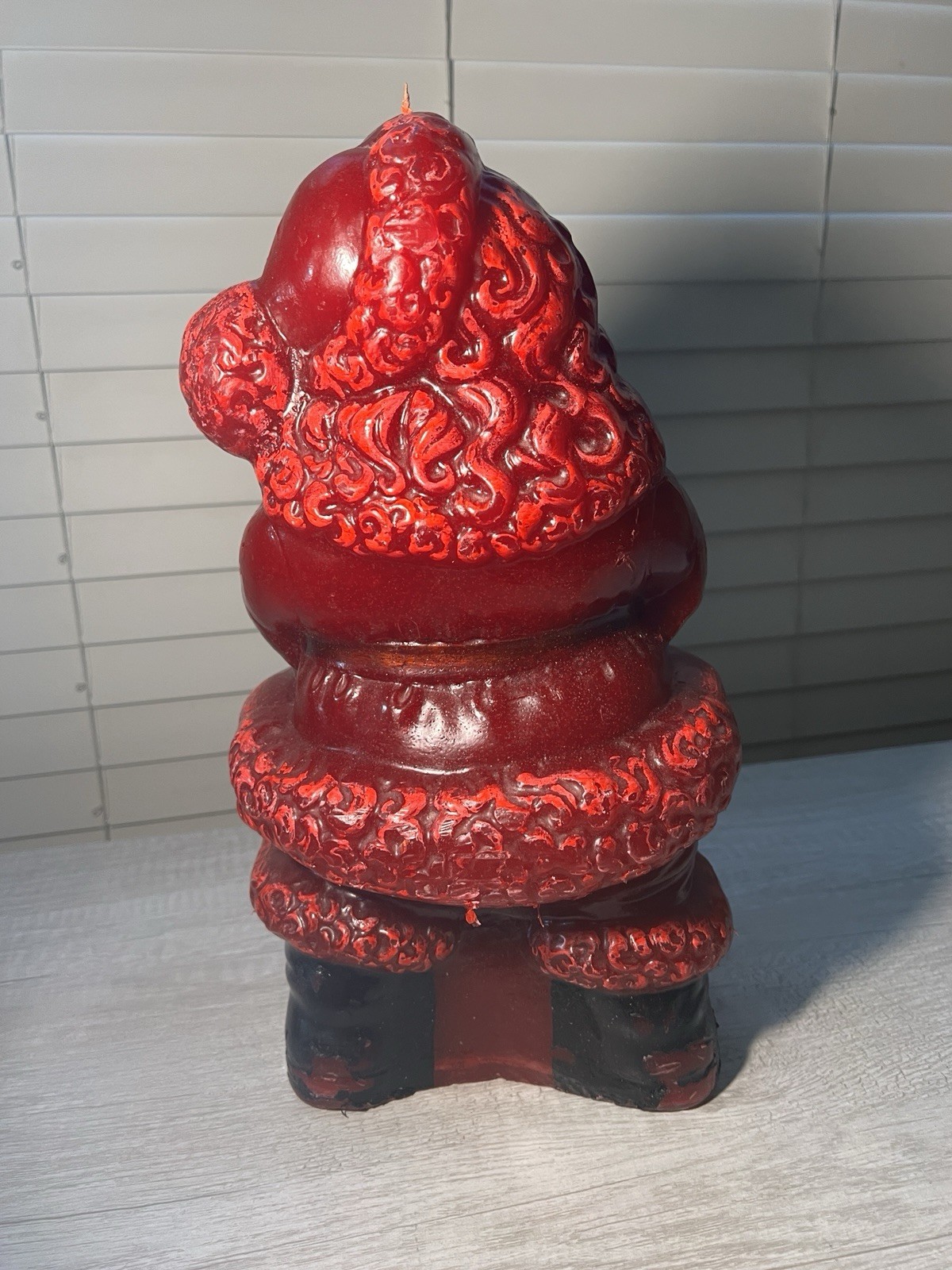 Rare MCM Tavern Candle Solid Wax SANTA Store Display 24” Vintage Christmas Grail