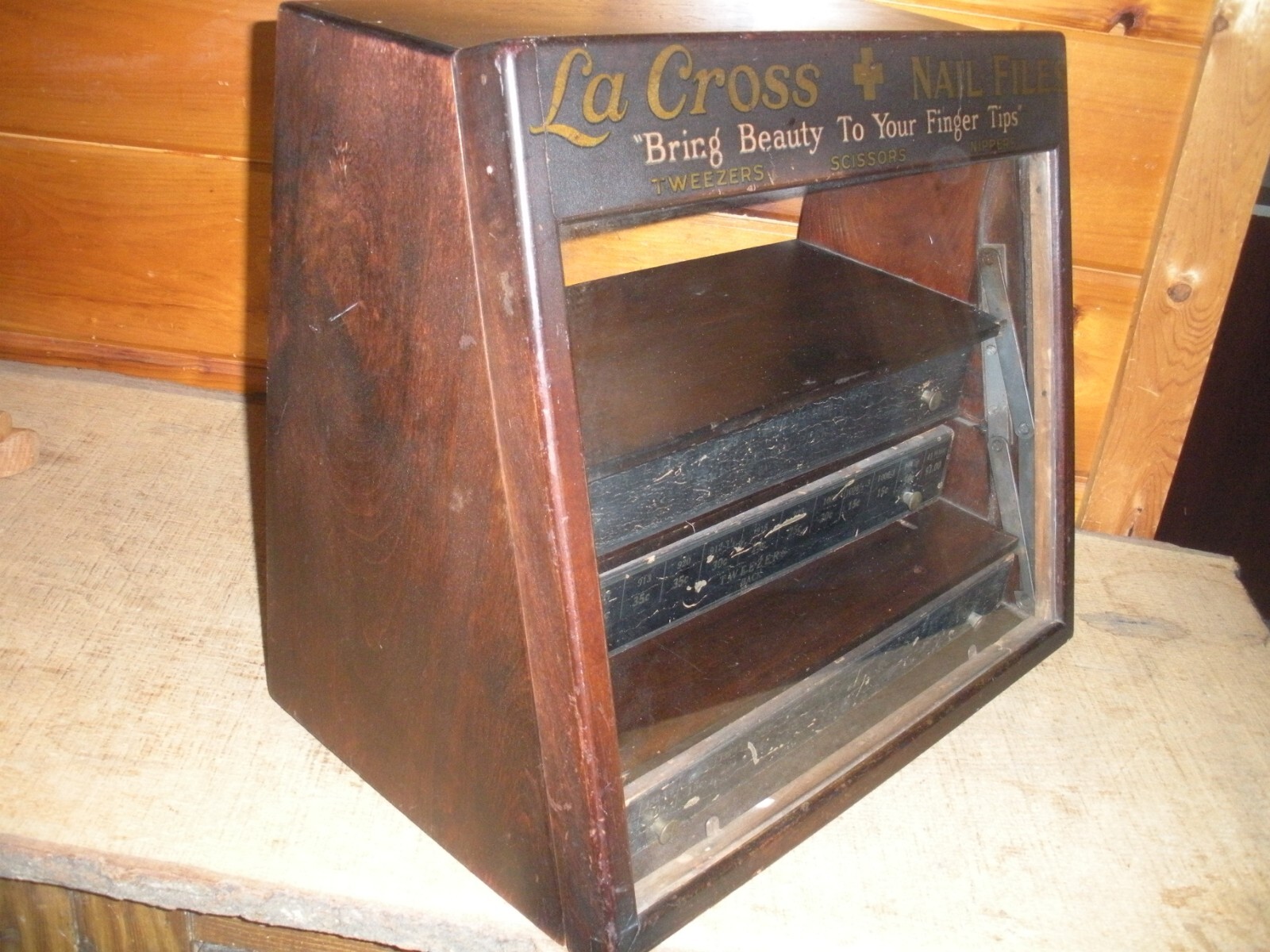 Vintage Store Display La Cross Nail Files, Tweezers, Sissors, Nippers