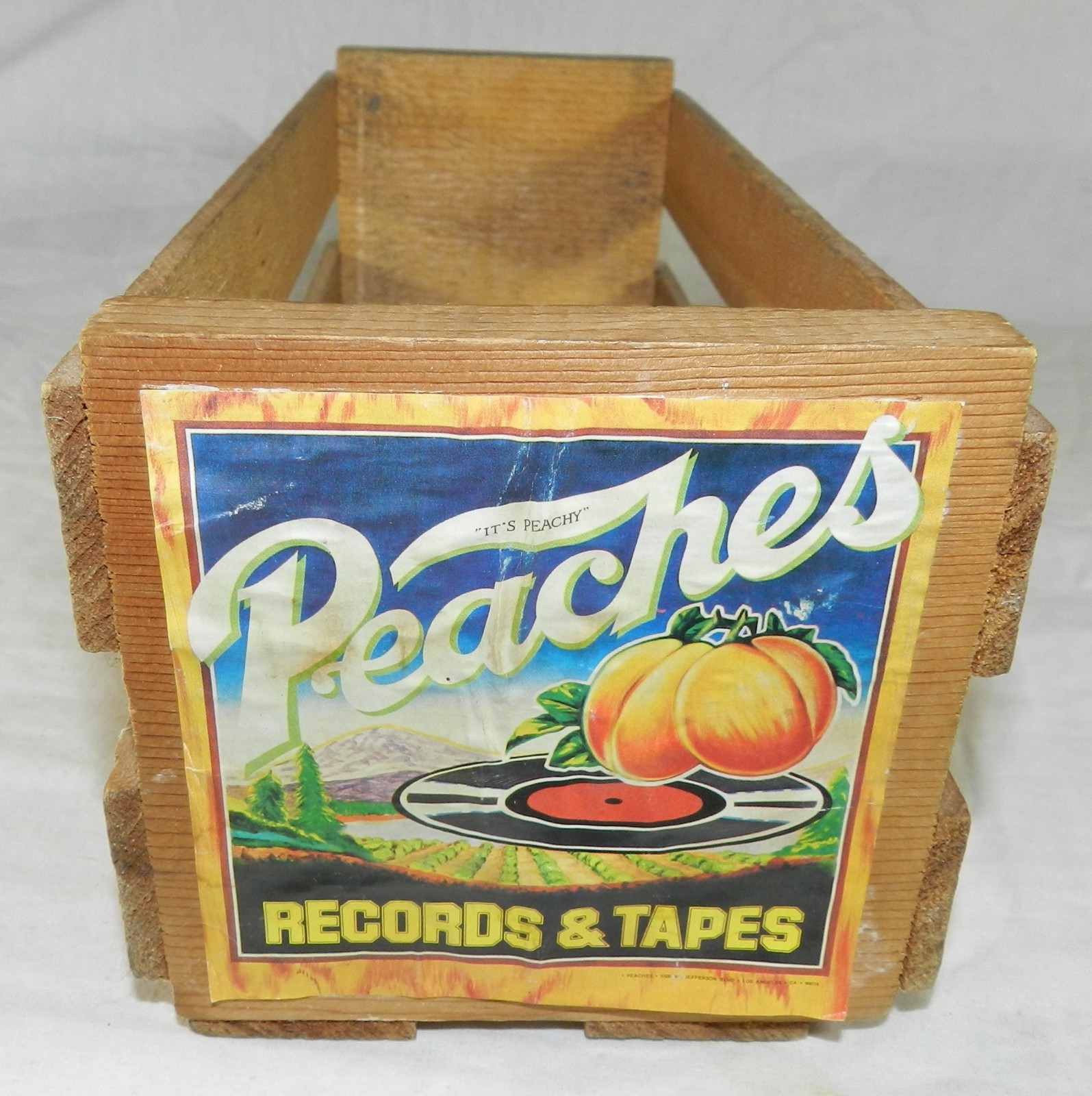 Vintage Peaches Records & Tapes Wood Crate for Cassette or 8-Track tapes