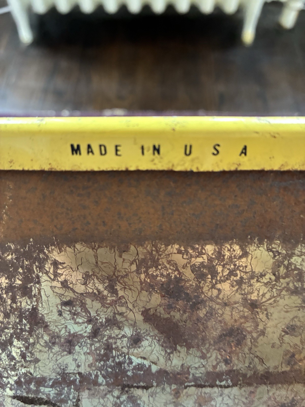 vintage yellow metal RCA Radio Batteries store display rack.