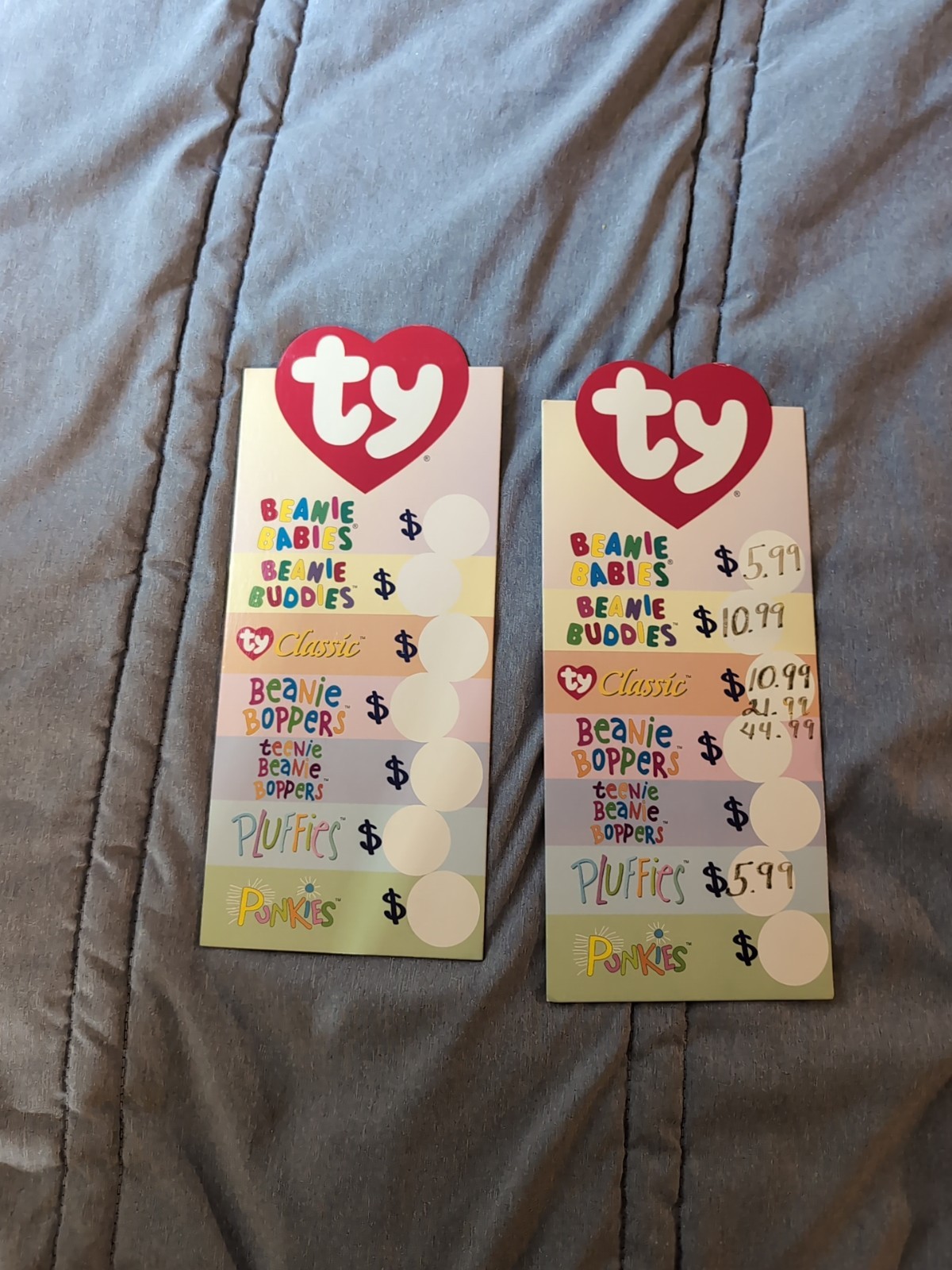 Lot Of 2 TY Beanie Babies Baby Product Line Store Easel Display Price Display