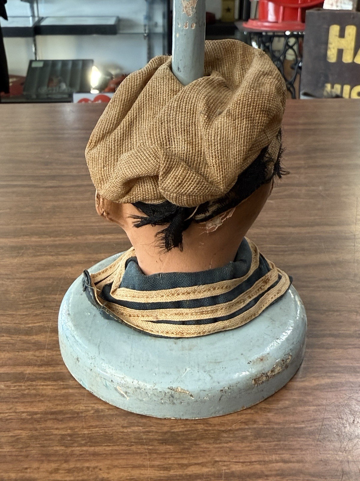 Vintage WWII Navy Sailor Paper Mache Hat Stand ~ Old Country Store Display