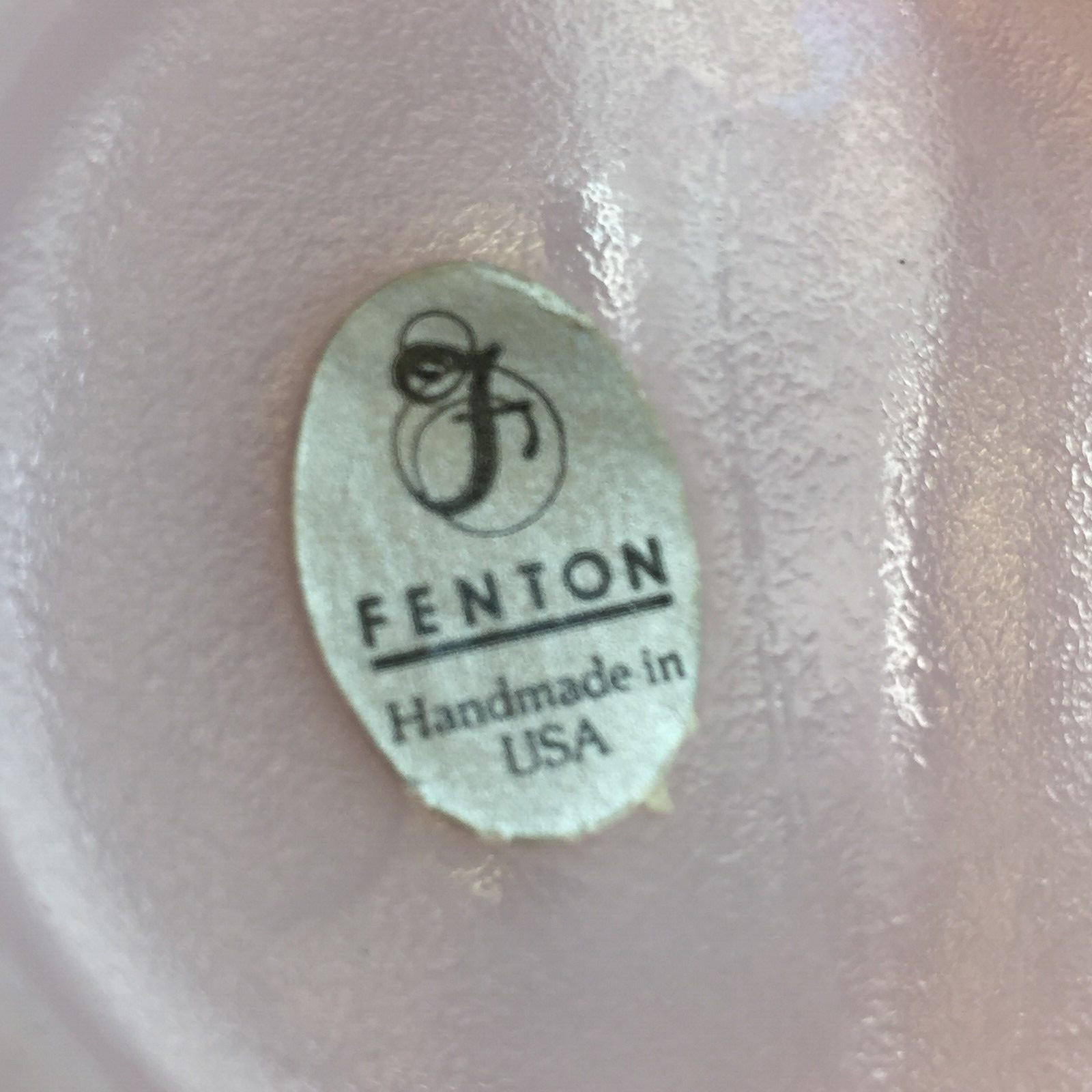 Vintage Fenton Dealer Sign Plaque Carnival Opalescent Pink Original Label
