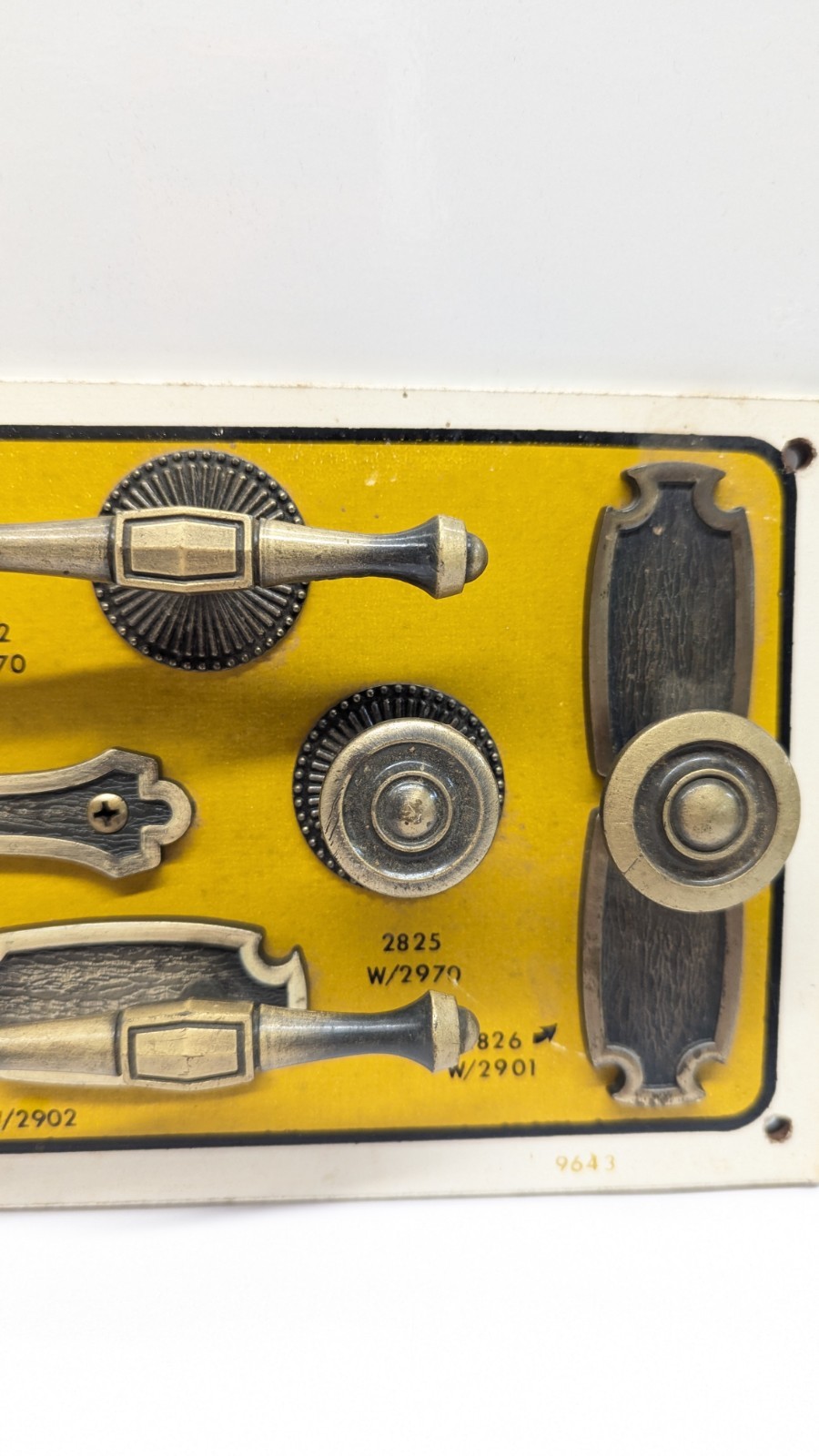 Vintage Hyer Salesman Sample Store Display Mounted Handles & Knobs Sheraton