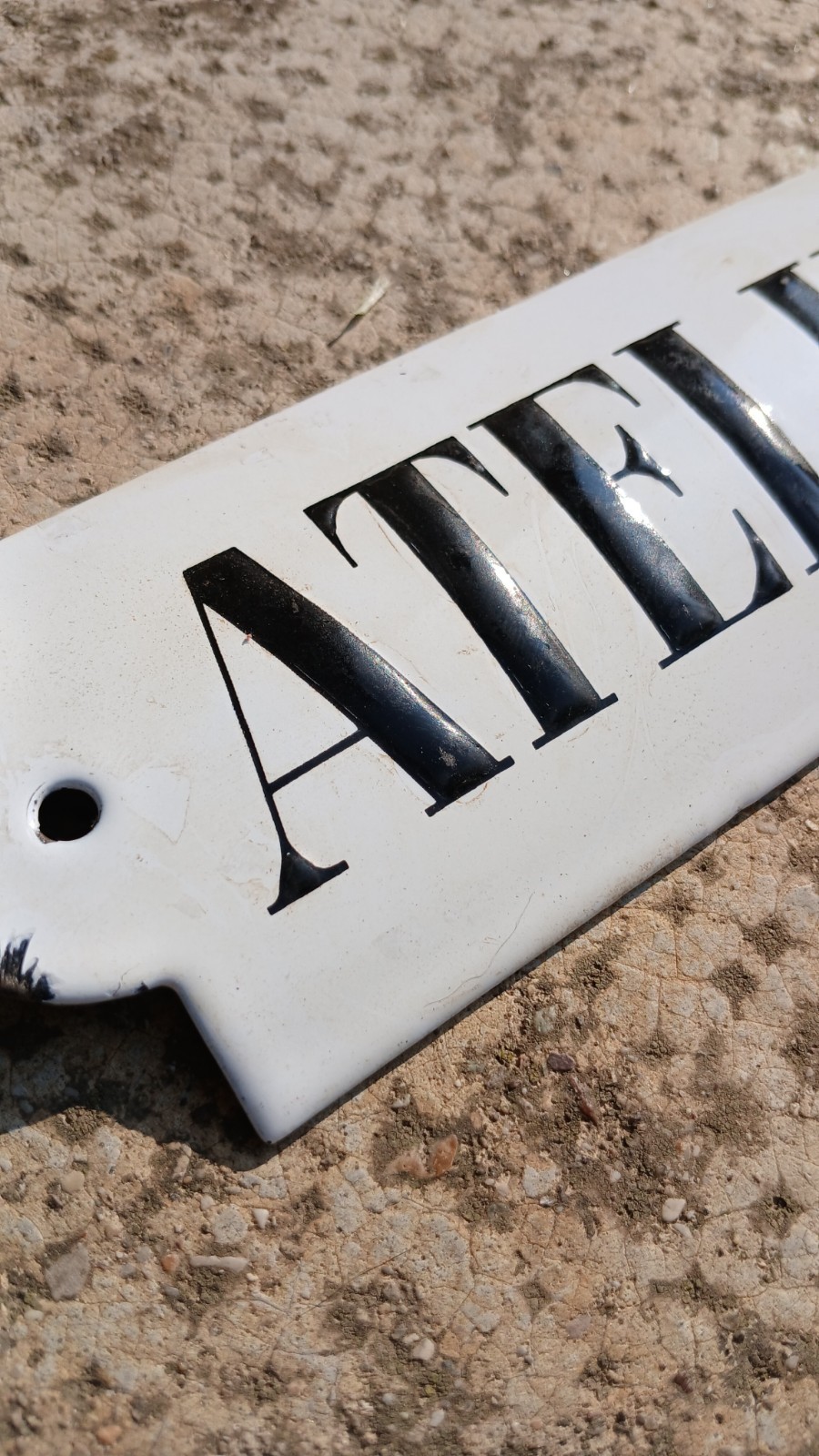 Vintage 1950s France ATELIER Domed Enamel Sign