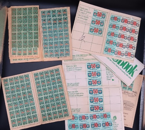 Lot of 12 Vintage S & H Green Stamps Books ~ Some Filled, Some Partially Filled
