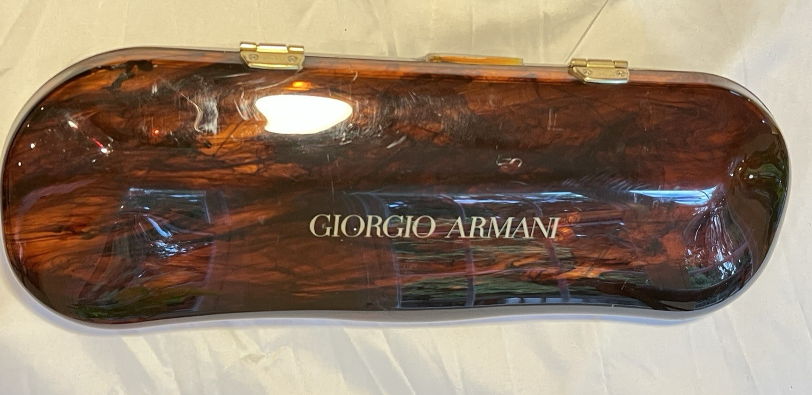 Giorgio Armani 1980s Retail Advertising Display Glasses Case & Wire Rim Glasses
