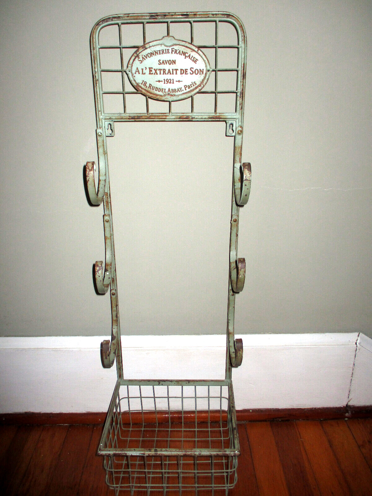 RARE! French 1921 Savon à l’ Extrait de Son Store Display Towel & Soap Rack