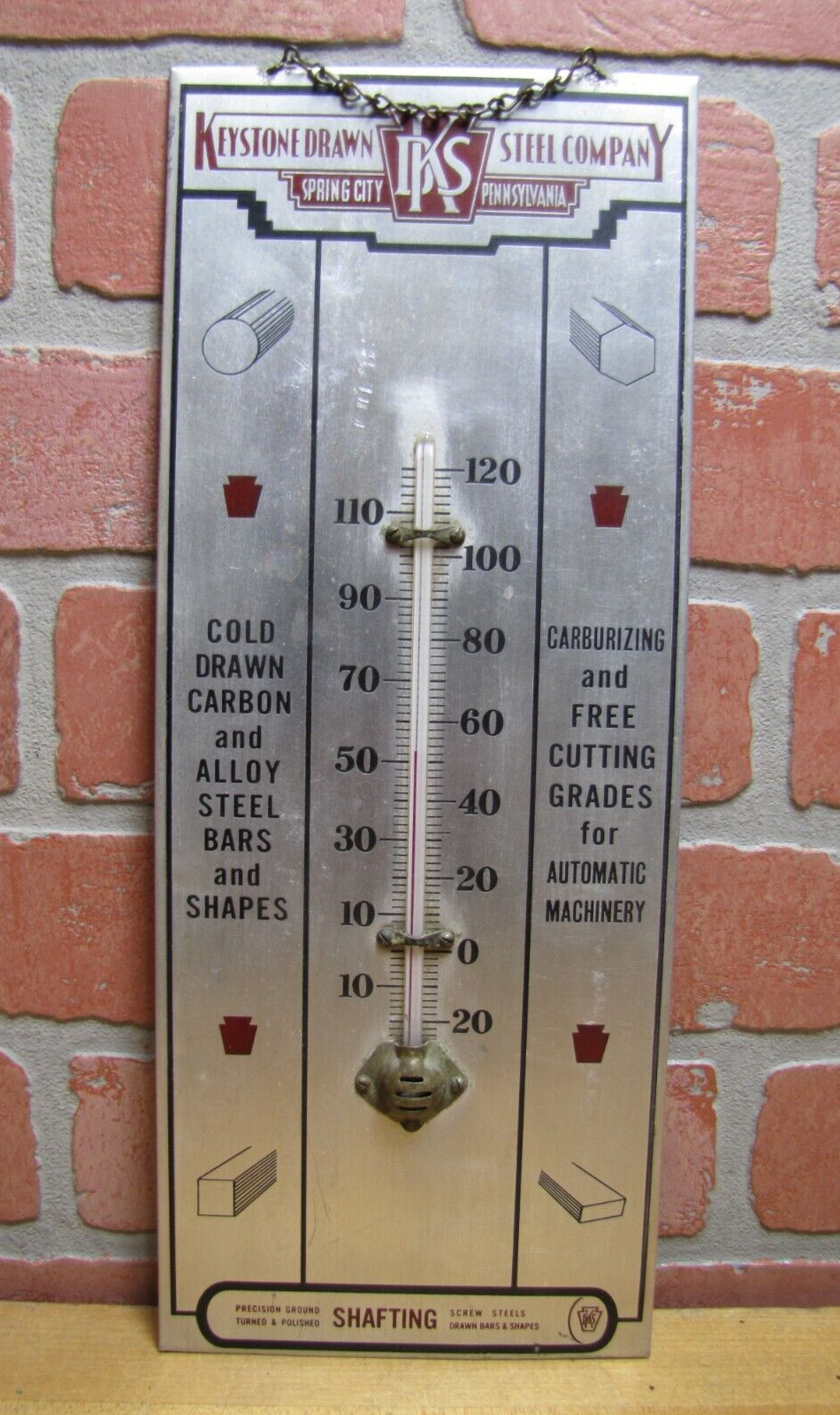 KEYSTONE DRAWN STEEL Co SPRING CITY Pa Old Ad Thermometer Sign GRAMMES Allentown