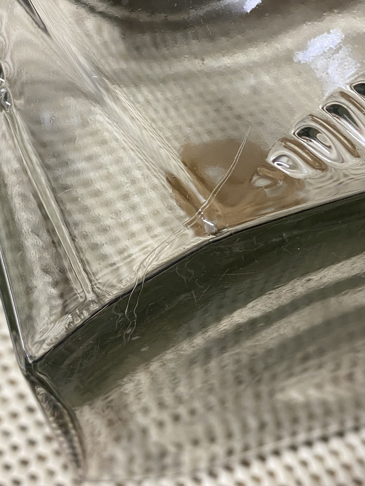 Vintage Square Clear Ribbed Clear Glass Jar w/ Metal Lid Meletios Rolled Herring