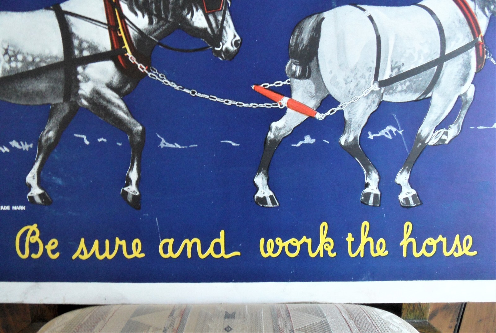 orig. 1940’s-50’s BICKMORE GALL SALVE Equine/Horse Easel-Back STORE DISPLAY SIGN
