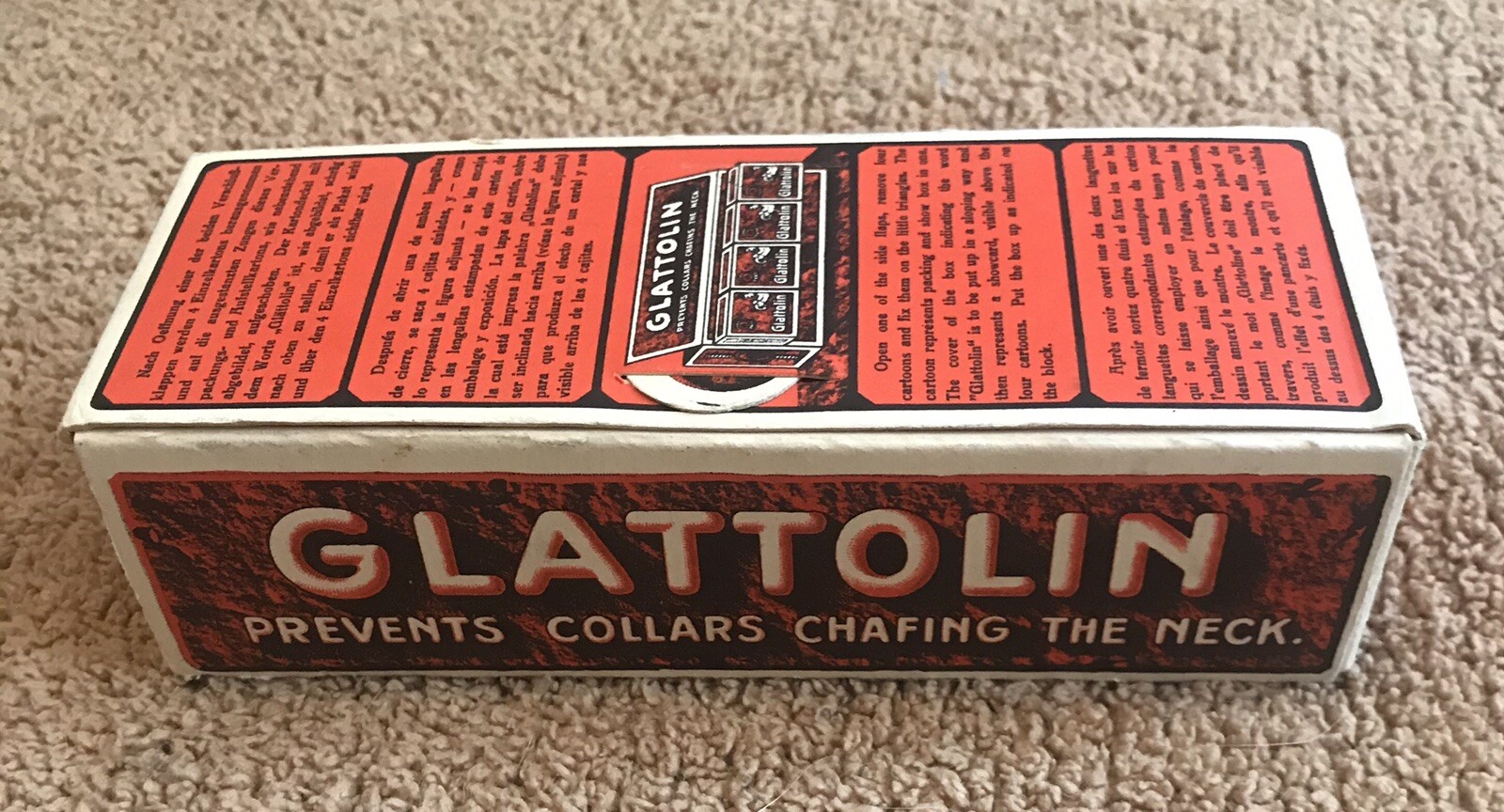 12 Vintage Glattolin in Box “Prevents Collars Chafing Neck” Display NOS