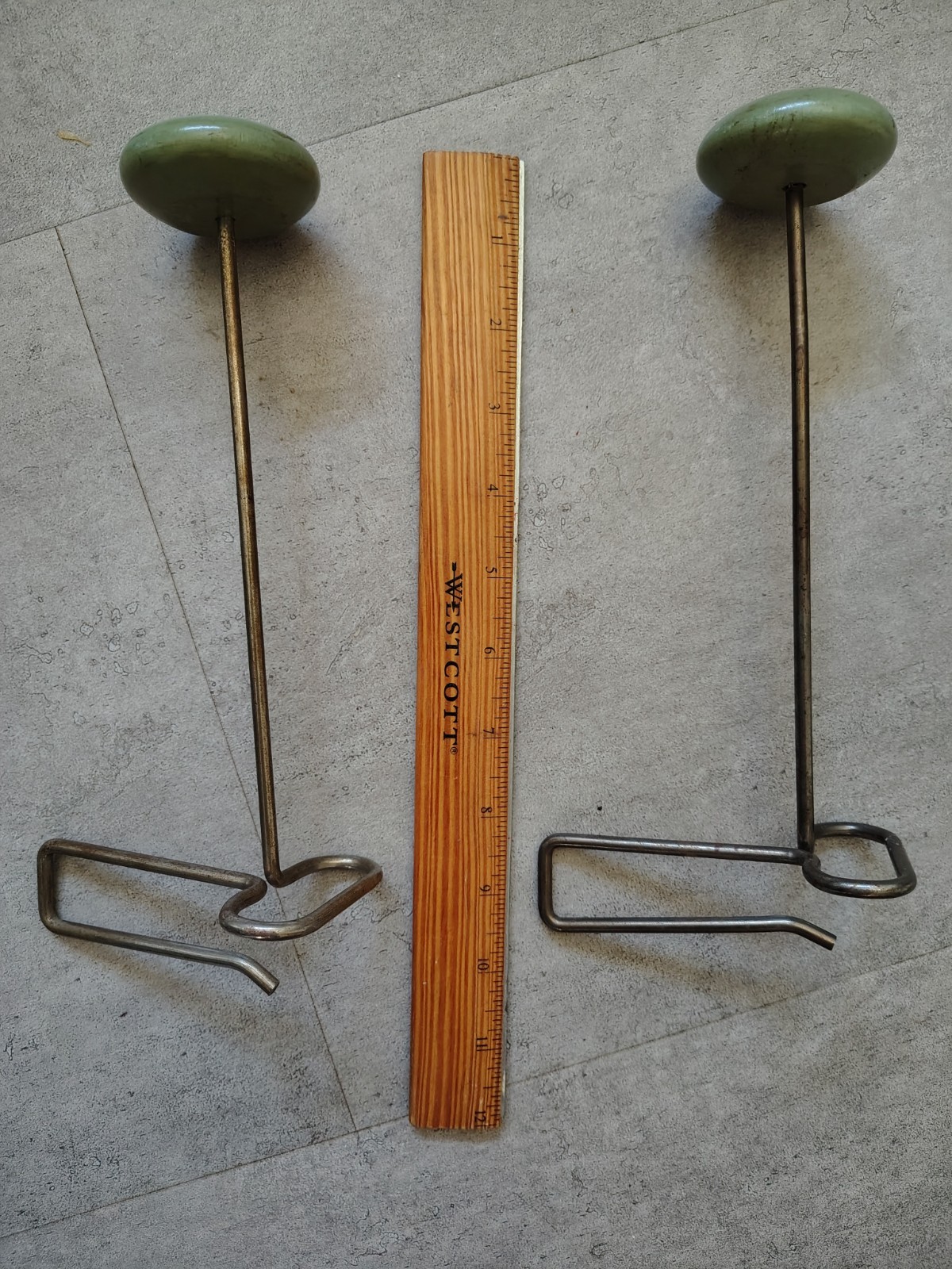 Vintage Mid-Century Metal and Wood Hat Millenary Store Shelf Display Stands